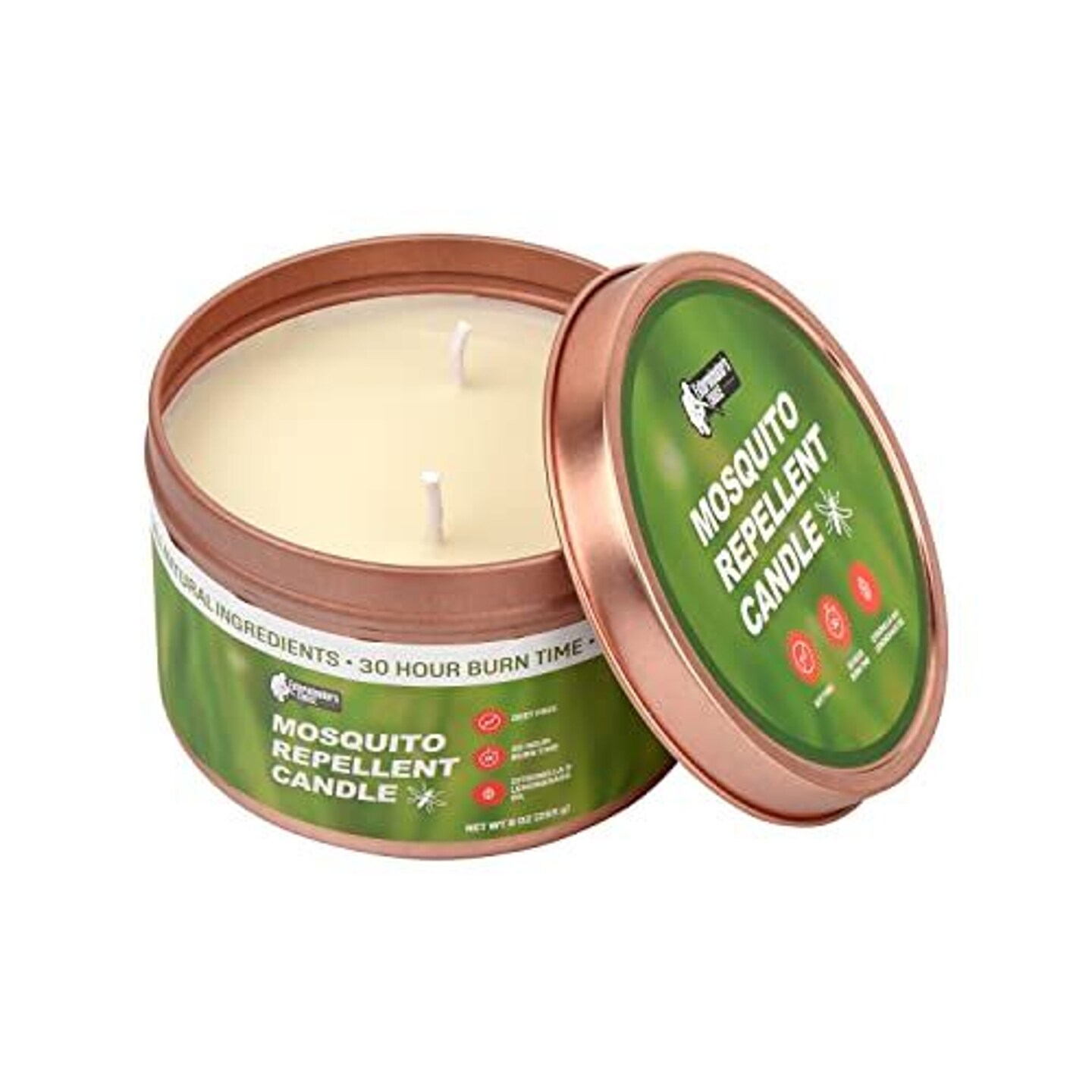 Exterminator&#x2019;s Choice - Citronella Candle - Natural Soy and Beeswax Candle with Citronella and Lemongrass - Keeps Mosquitoes Away - 100% Natural and Deet Free