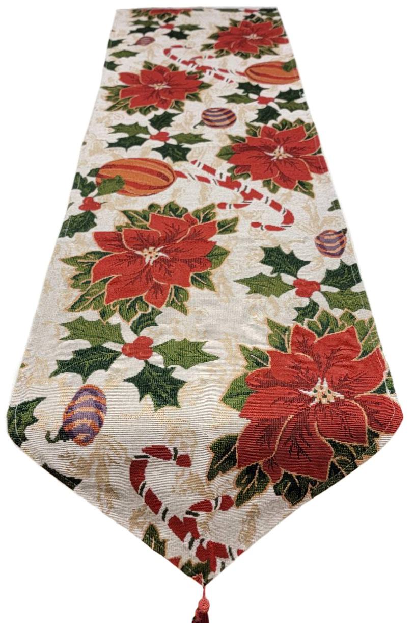 Festive Poinsettias Christmas Table Runner