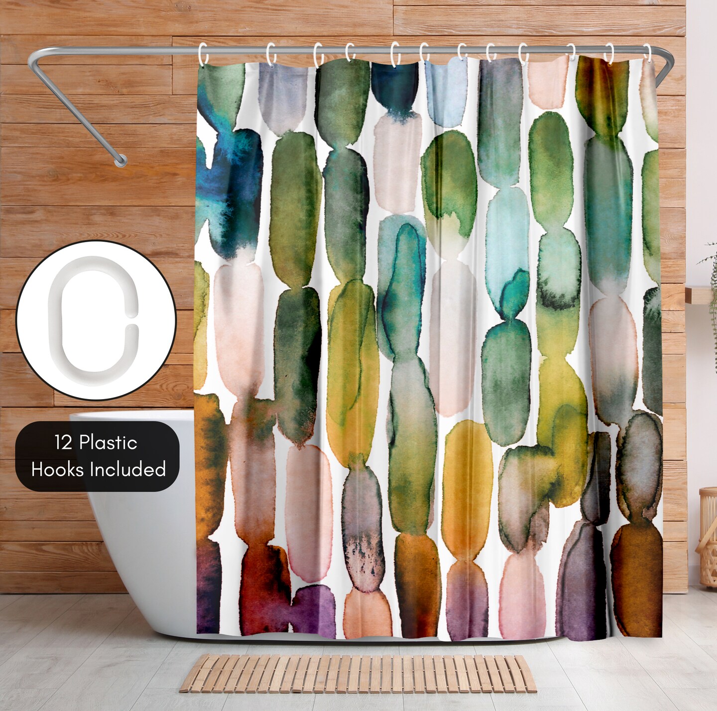Americanflat 71" x 74" Shower Curtain, Watercolor Strokes 1 by Lisa Nohren