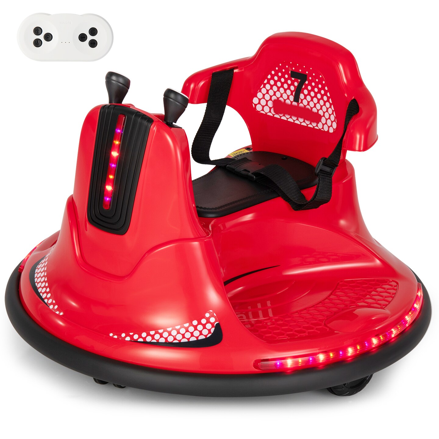 12V Kids Ride On Bumper Car with Remote Control Lights and Music
