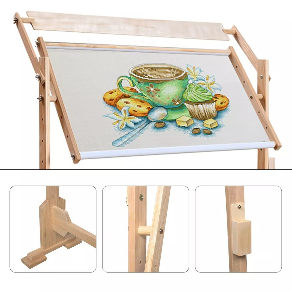 Cross Stitch Frame Stand Adjustable Hoop Sewing Needlework Embroidery Rack DIY