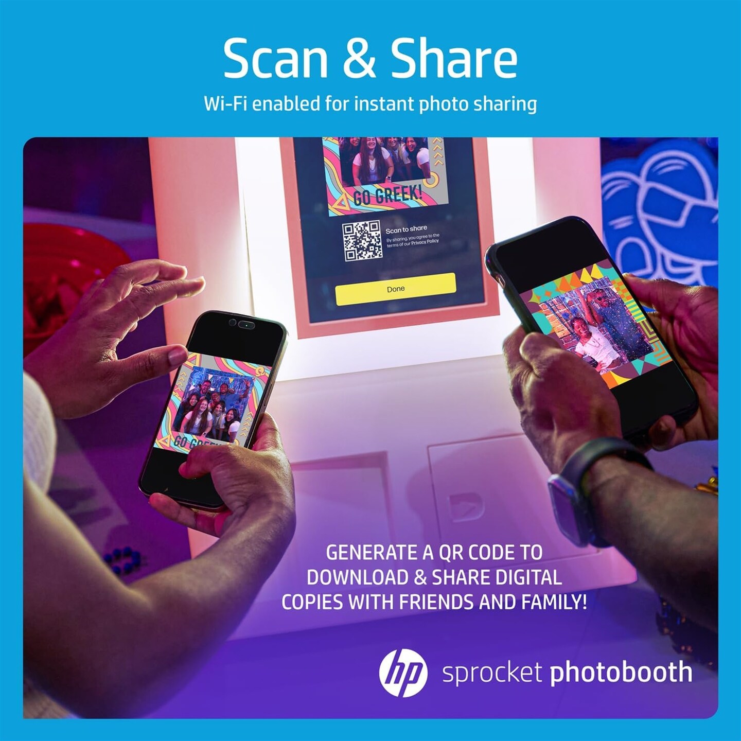HP Sprocket Photobooth 3x4" Photo Printer Bundle w/3.5 x 4.25” Zink Photo Paper (500 Sheets)