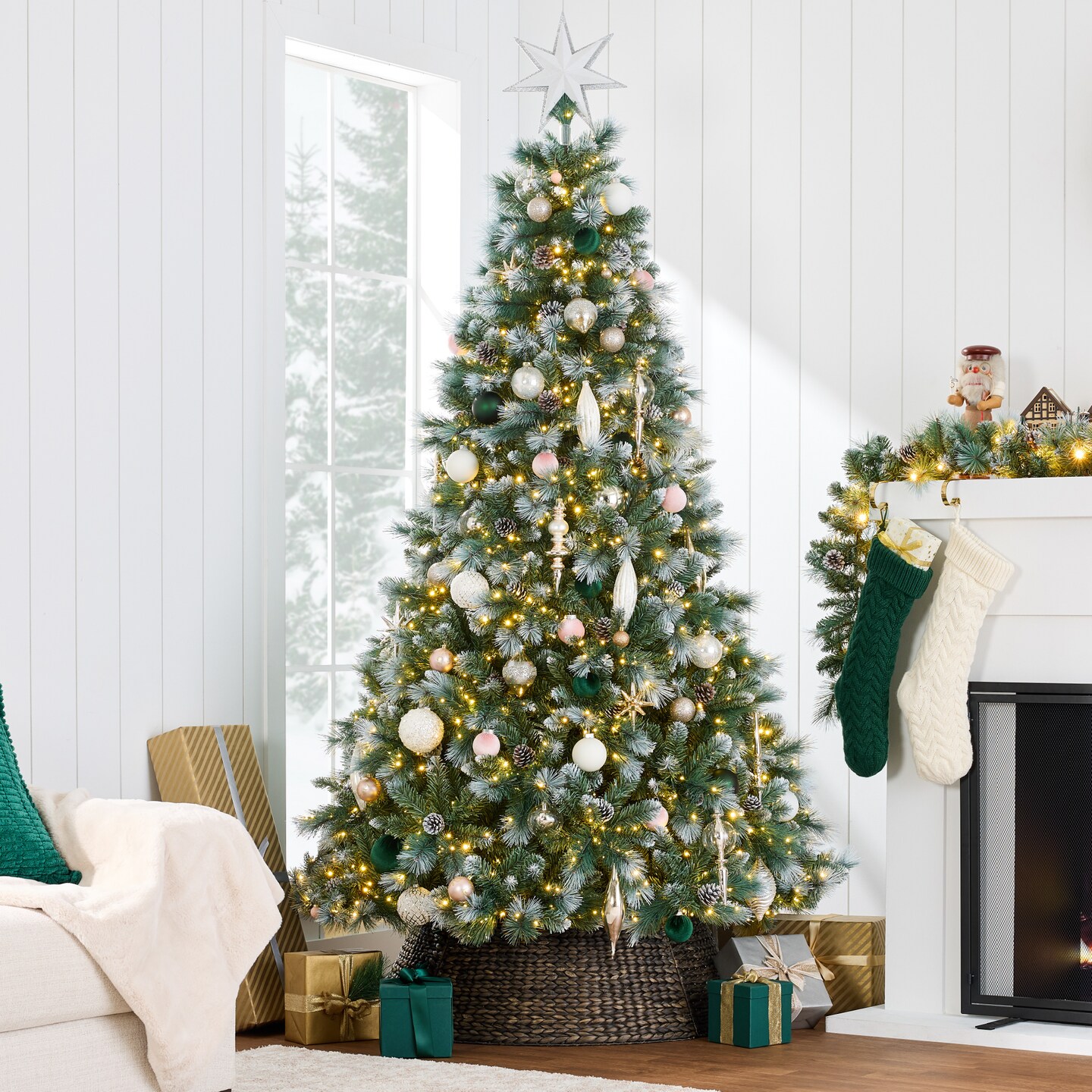 Best Choice Products Pre-Lit Frosted Scotch Pine Christmas Tree w/ 2-In-1 Micro LED Lights