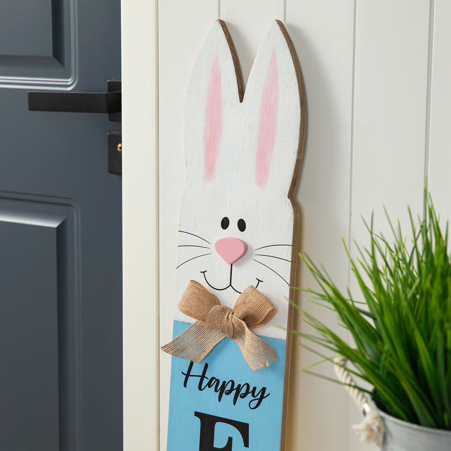 Set of 2 42"H Wooden Double-Sided Easter Welcome Porch Sign with Bunny Ears