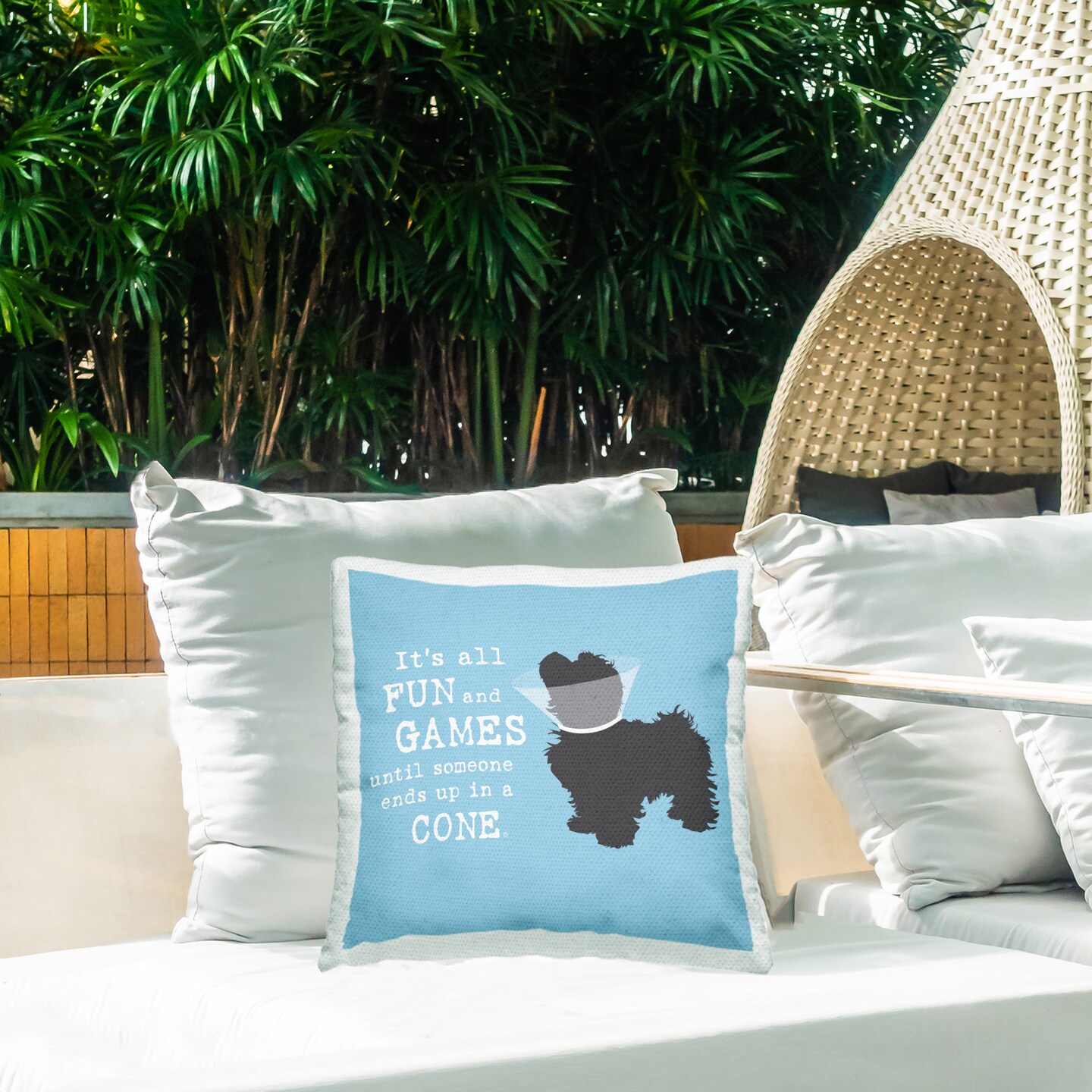 Funny Fun &#x26; Games Dog Outdoor Printed Pillow Design by Dog Is Good, 18 x 7 x 18