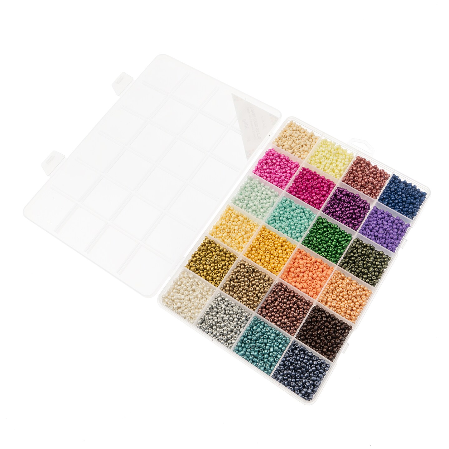 John Bead Assorted 24 Colors Glass Seed Beads 8/0 Jewelry Making Bead Box, 300g