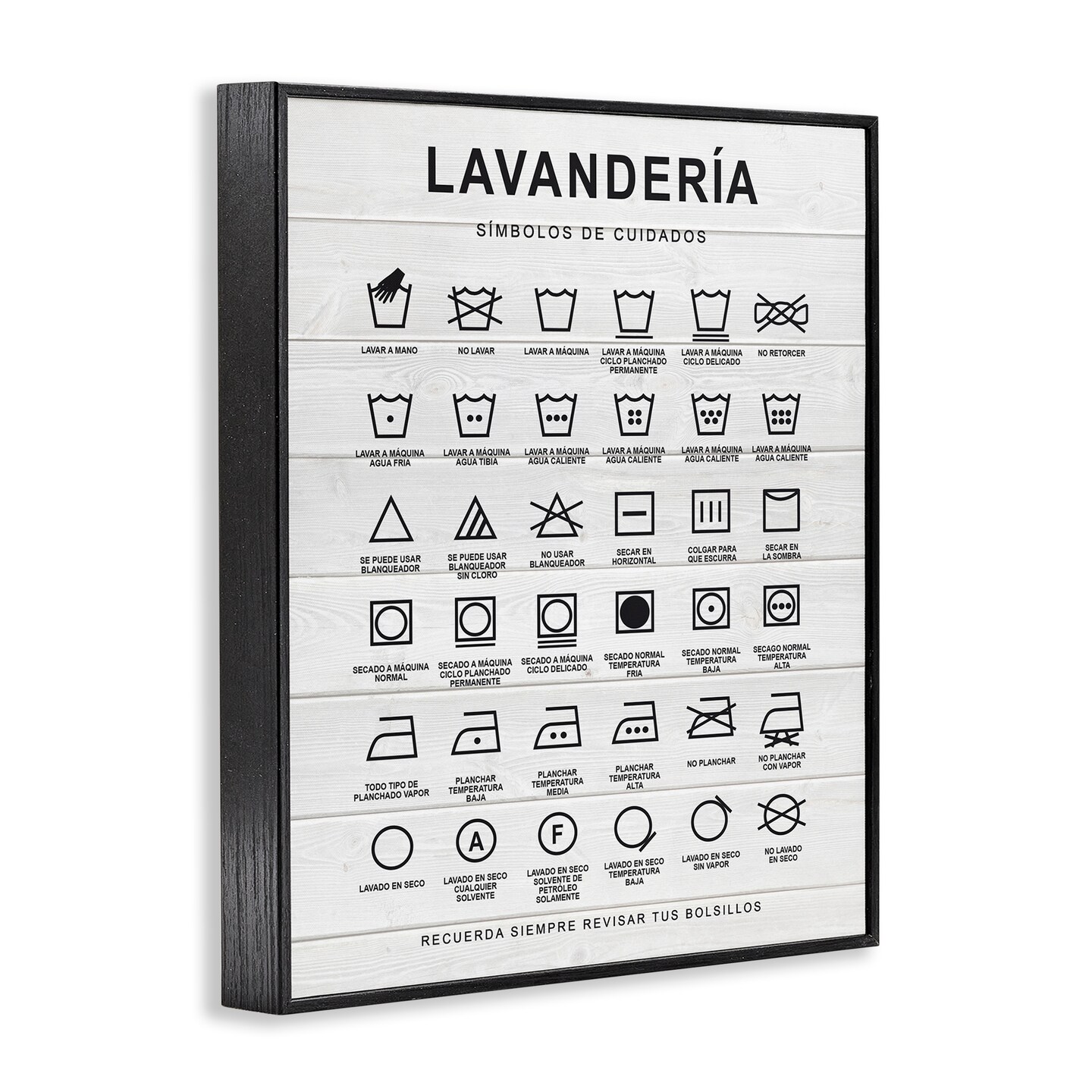 Stupell Industries Gu&#xED;a de Lavado de Ropa, Blanco Framed Giclee Art