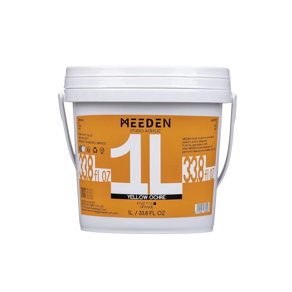 MEEDEN Studio Acrylic Paint-Yellow Ochre, 1L / 33.8 oz