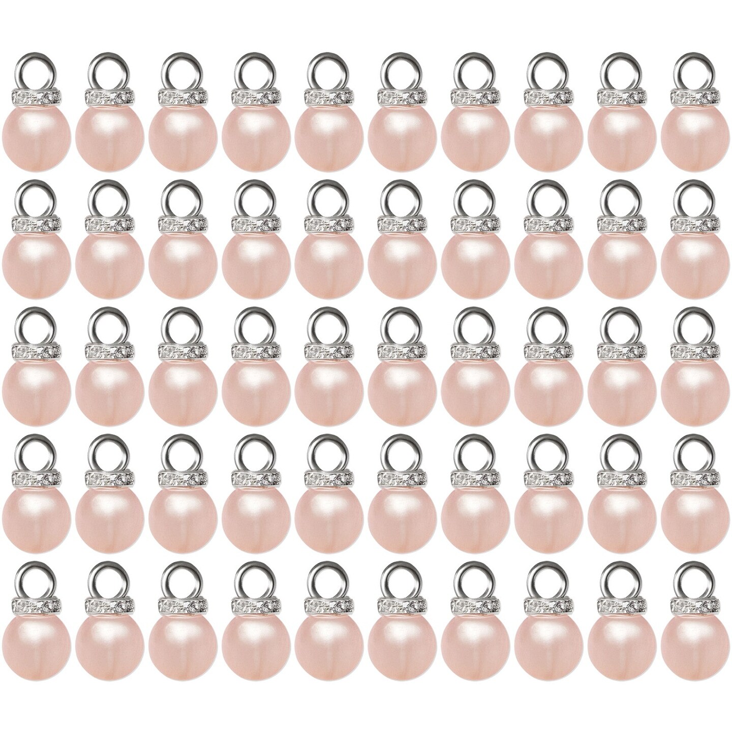 Wrapables Round 10mm Round No Holes Faux Pearls, Imitation Pearls for Jewelry Making (Set of 50), Soft Pink