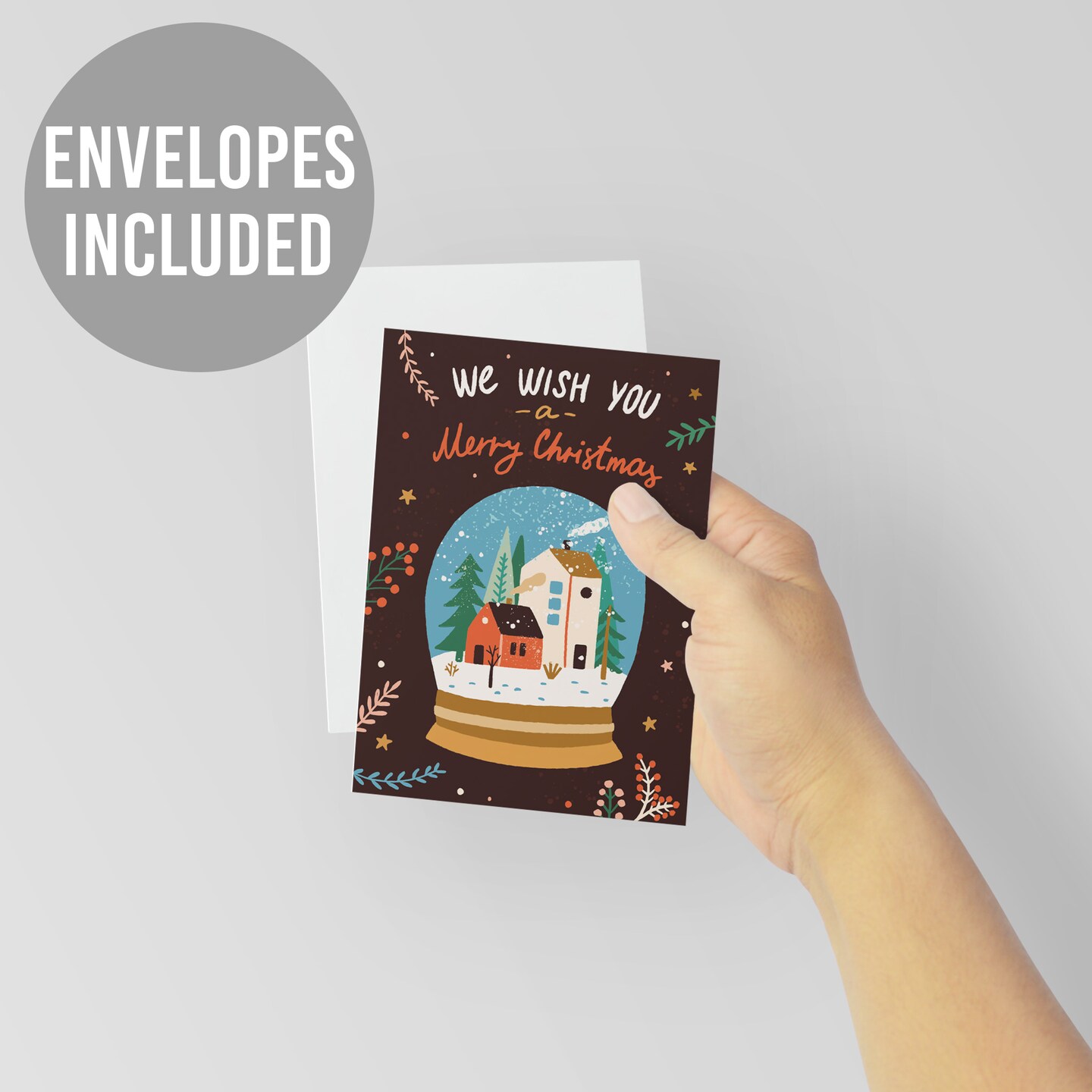 Boho Christmas Greeting Cards Boxed Set of 24 Holiday Notecards Featuring Modern and Whimsical Bohemian Designs, Perfect for Festive and Unique Wishes