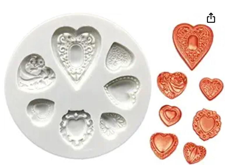 Valentine&#x27;s Heart 7 Cavity Silicone Mold