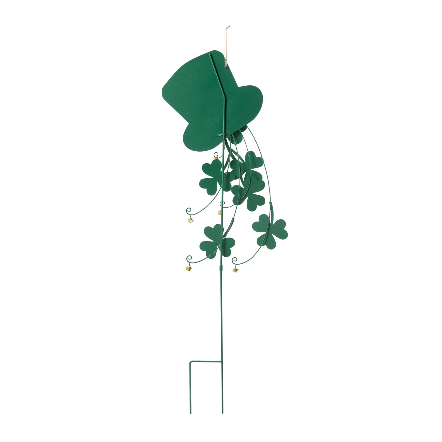 Set of 2 42"H St. Patrick's Metal Leprechaun Hat Shamrocks Yard stake