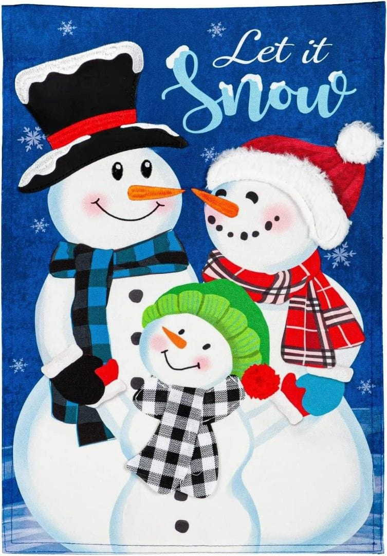Let It Snow Family Garden Flag 2 Sided Decorative Winter