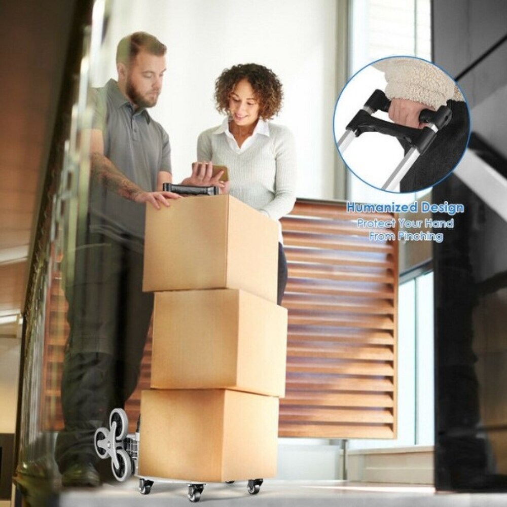 Portable Folding Stair Climbing Hand Truck with 3-Position Adjustable Telescoping Handle