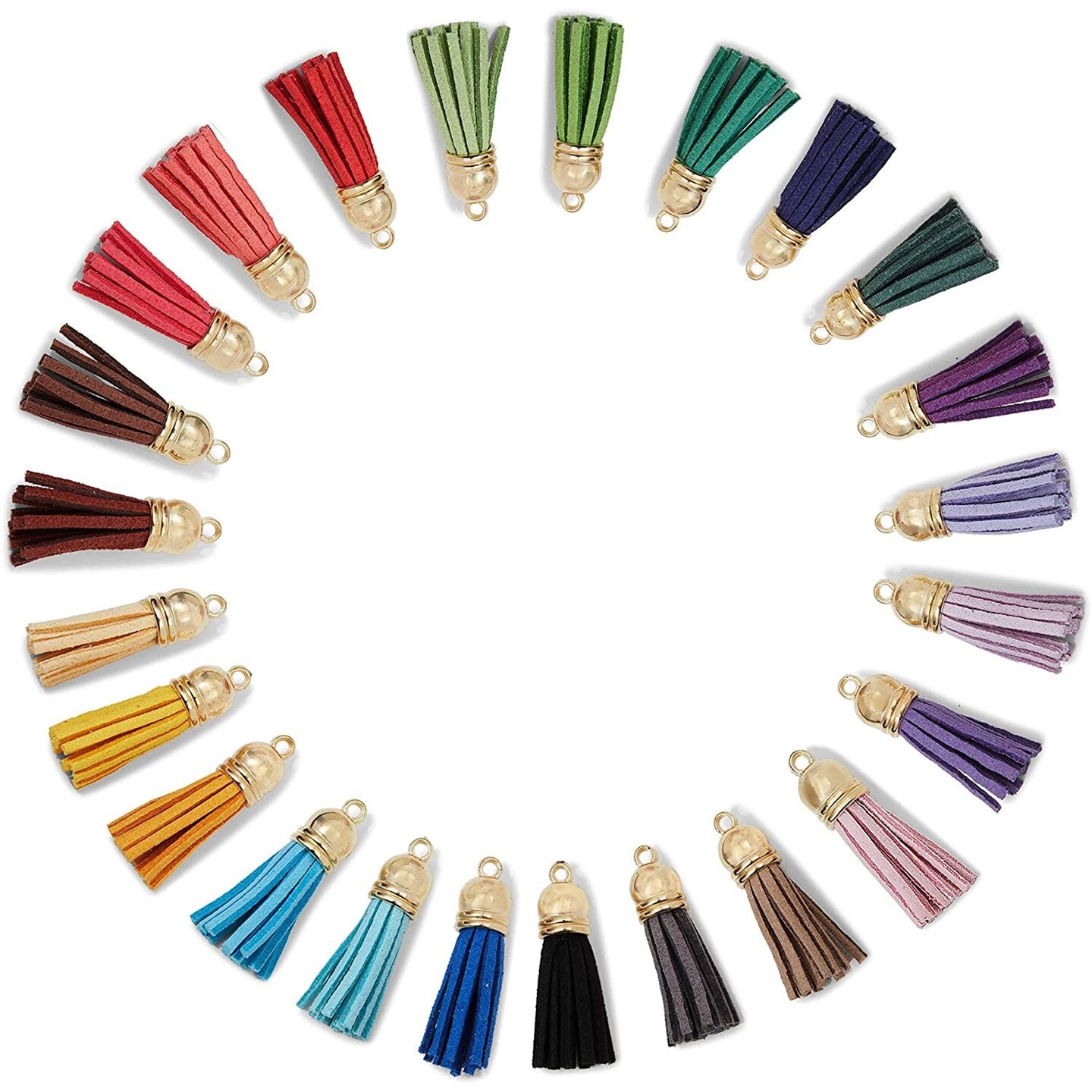 50 Pack Leather Tassel Keychains for Women Purse &#x26; Bags, Men Key Chain Accessories, 25 Colors , 1.5 in