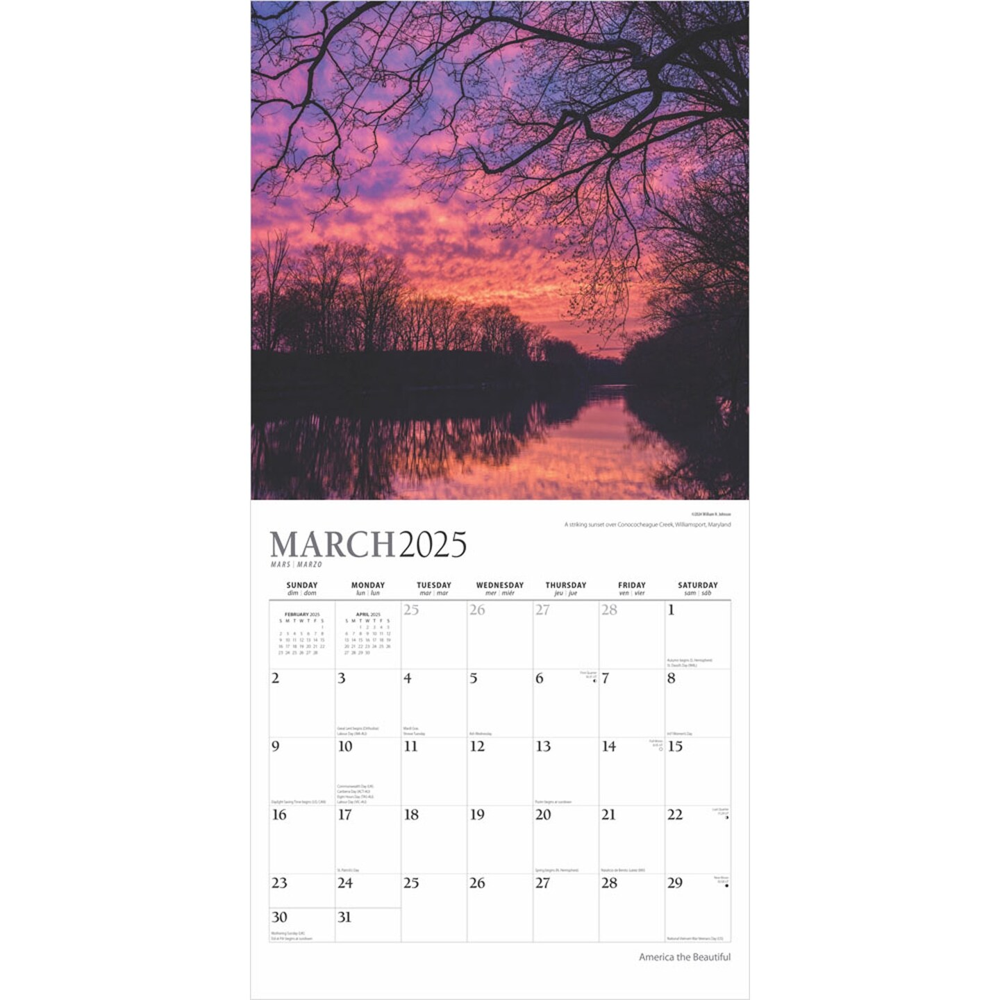 America the Beautiful | 2025 12 x 24 Inch Monthly Square Wall Calendar | Foil Stamped Cover | Plato | USA United States Scenic Nature