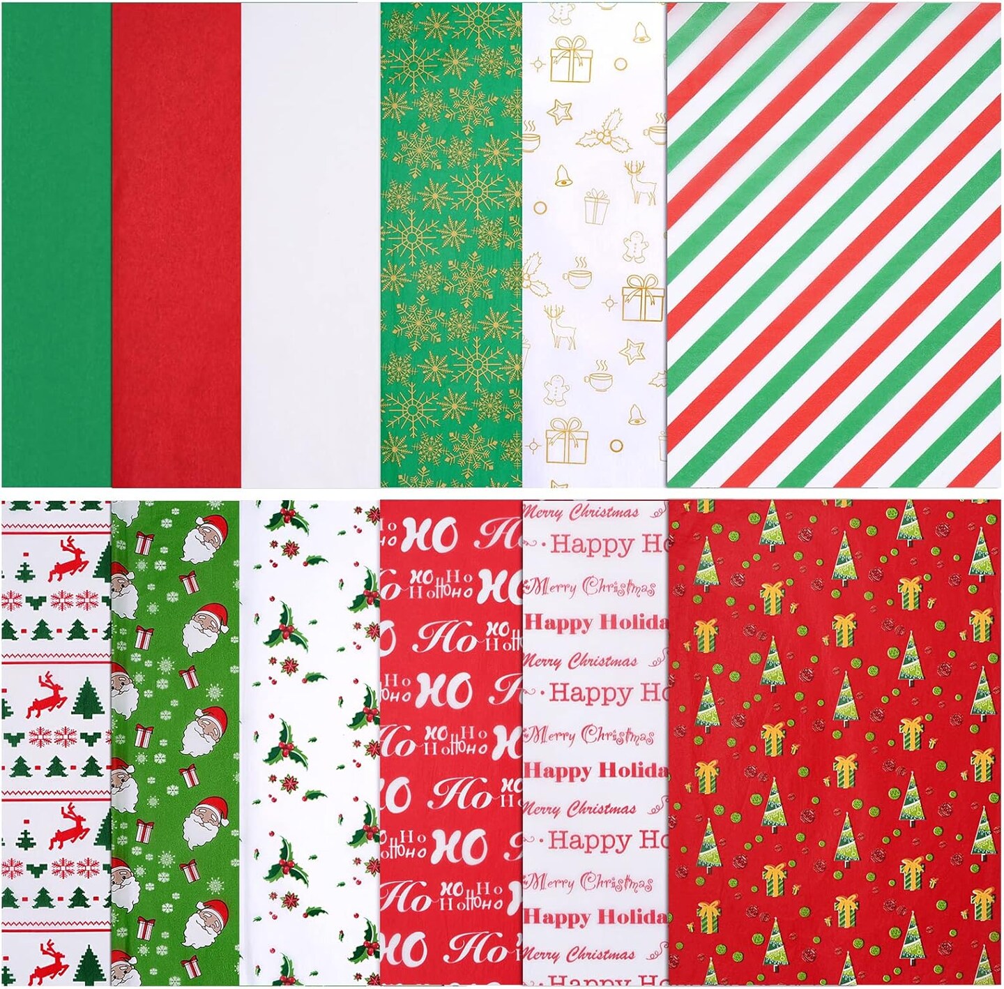 Christmas Tissue Paper, 180 Sheets 19.7&#x22; x 19.7&#x22; Xmas Wrapping Paper in 12 Different Designs Christmas Series Tissue Paper Bulk for Gift Wrapping Wine Bottles DIY Crafts Decor
