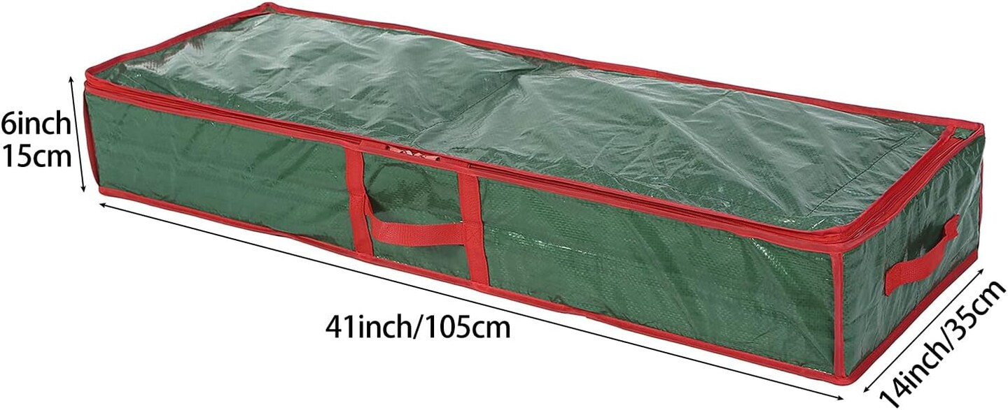 Underbed Gift Wrap Organizer,Gift Wrapping Paper Storage Container,Holds up to 20 Rolls,41W x 14D x 6H (Green)