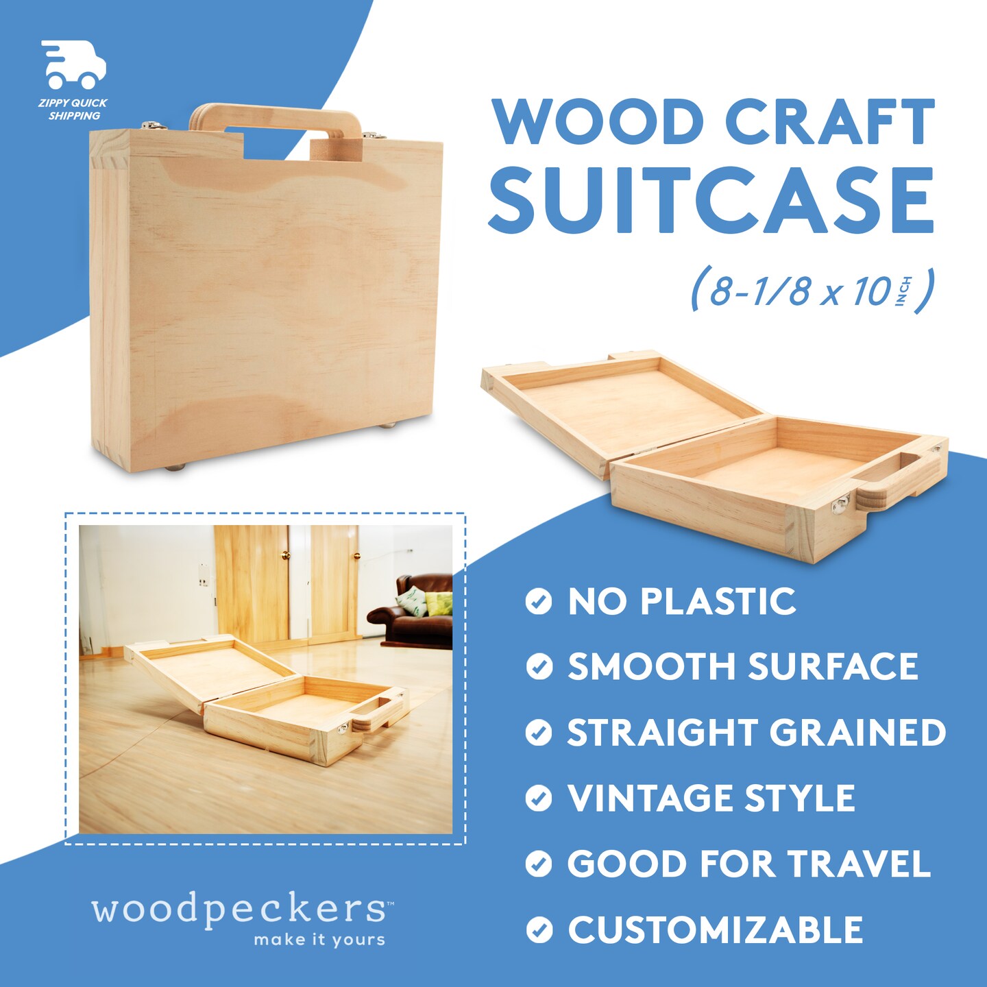 Wood Suitcases, Multiple Sizes, Boxes for Crafts, Travel &#x26; Storage | Woodpeckers