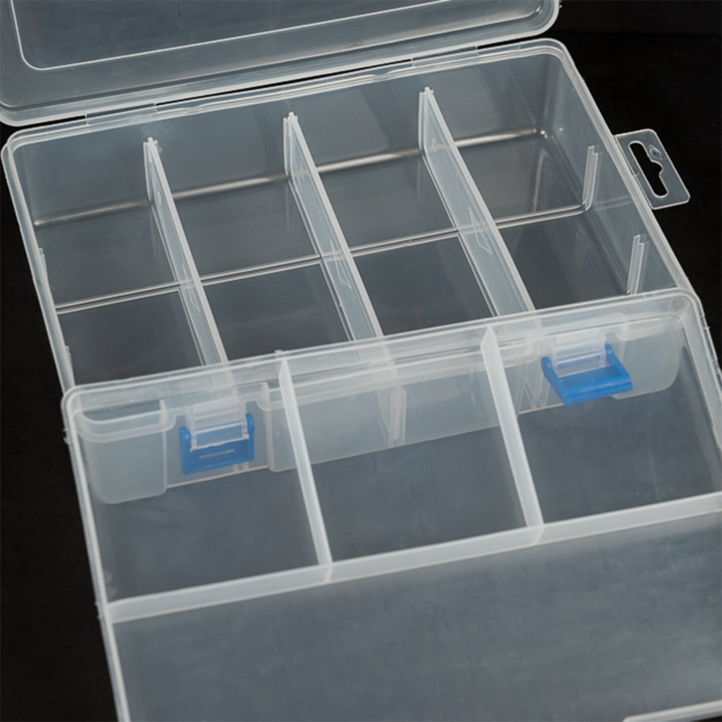 Plastic Storage Organizer Box with 8 Slots, Removable Dividers and Tray - for Craft, Jewelry, Office, Beauty, Travel Etc.