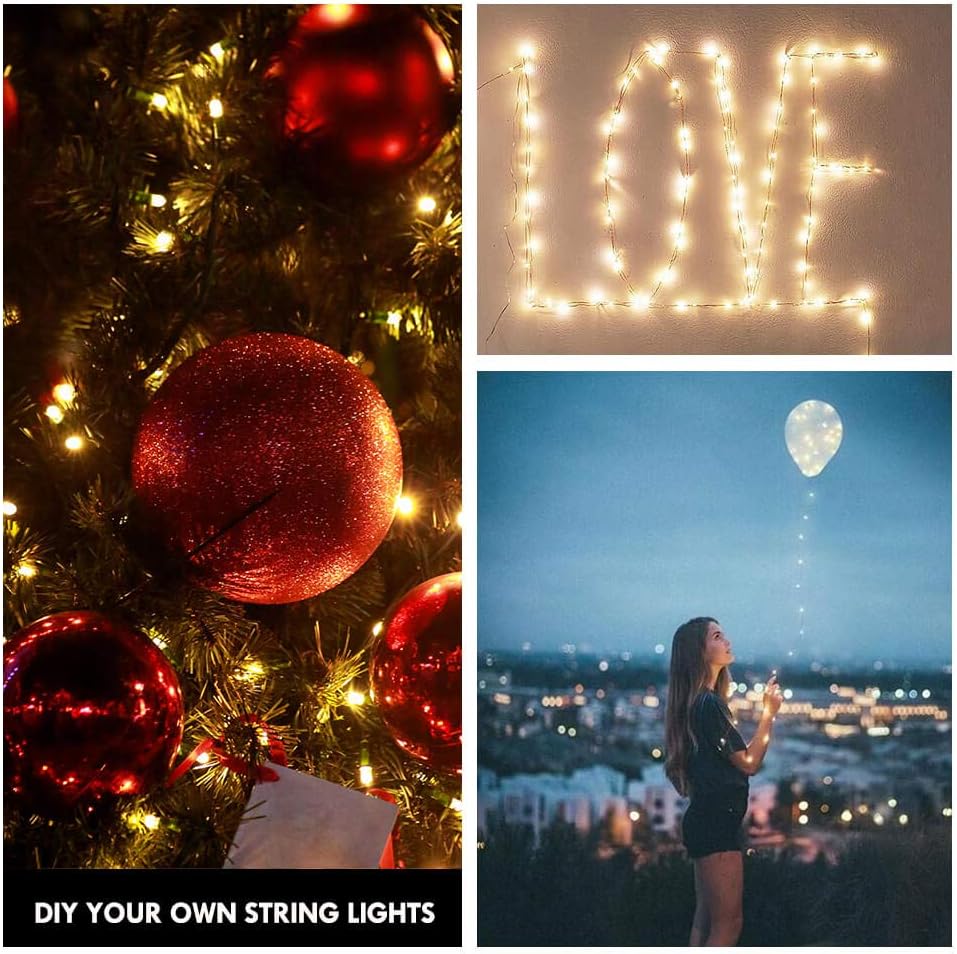 Photo Clip String Light - 33Ft 100LED Fairy Lights with Clips for Pictures with Timer, Photo Light with 50 Clear Clips for Bedroom Christmas Wedding D&#xE9;cor
