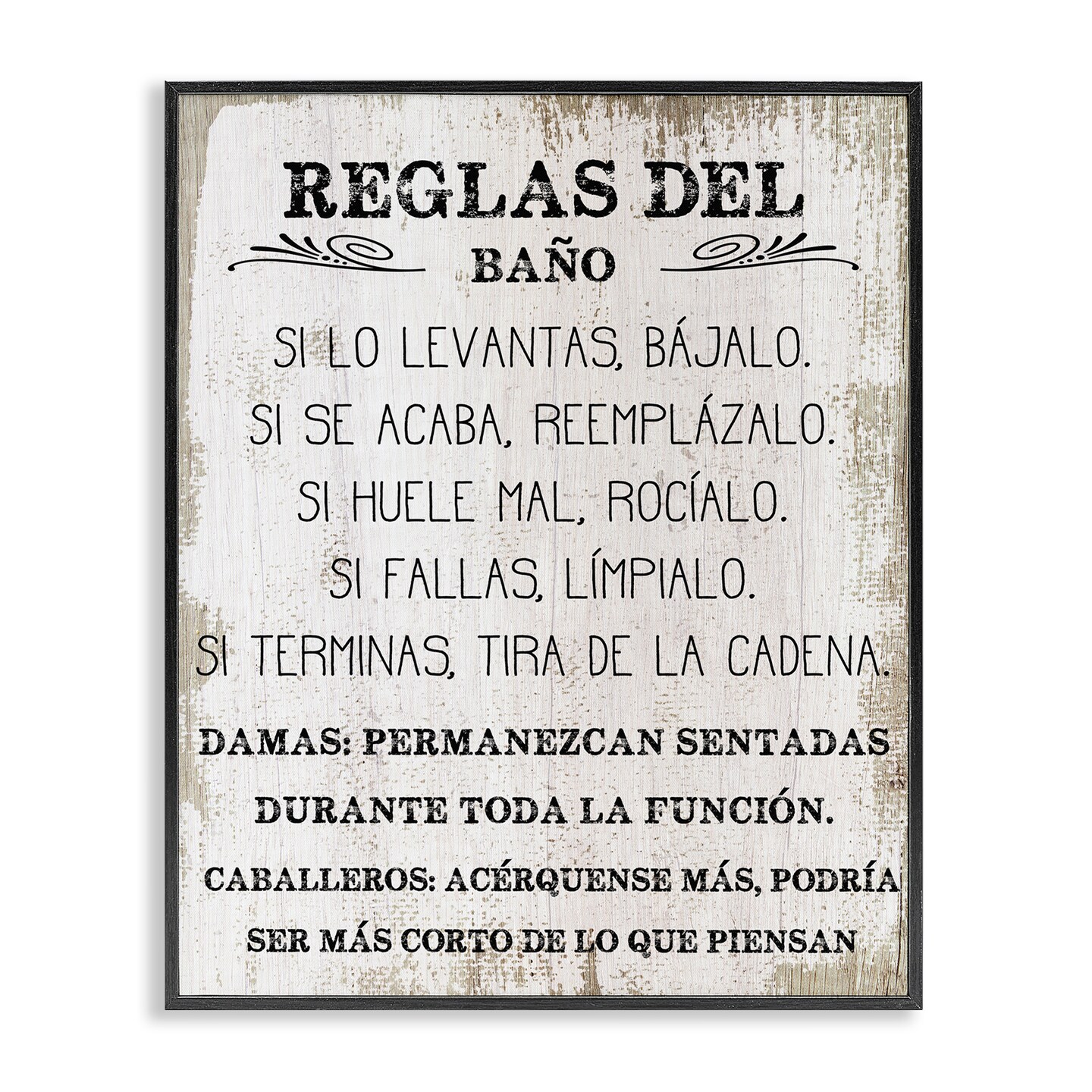 Stupell Industries Reglas Divertidas del Baño Framed Giclee Art