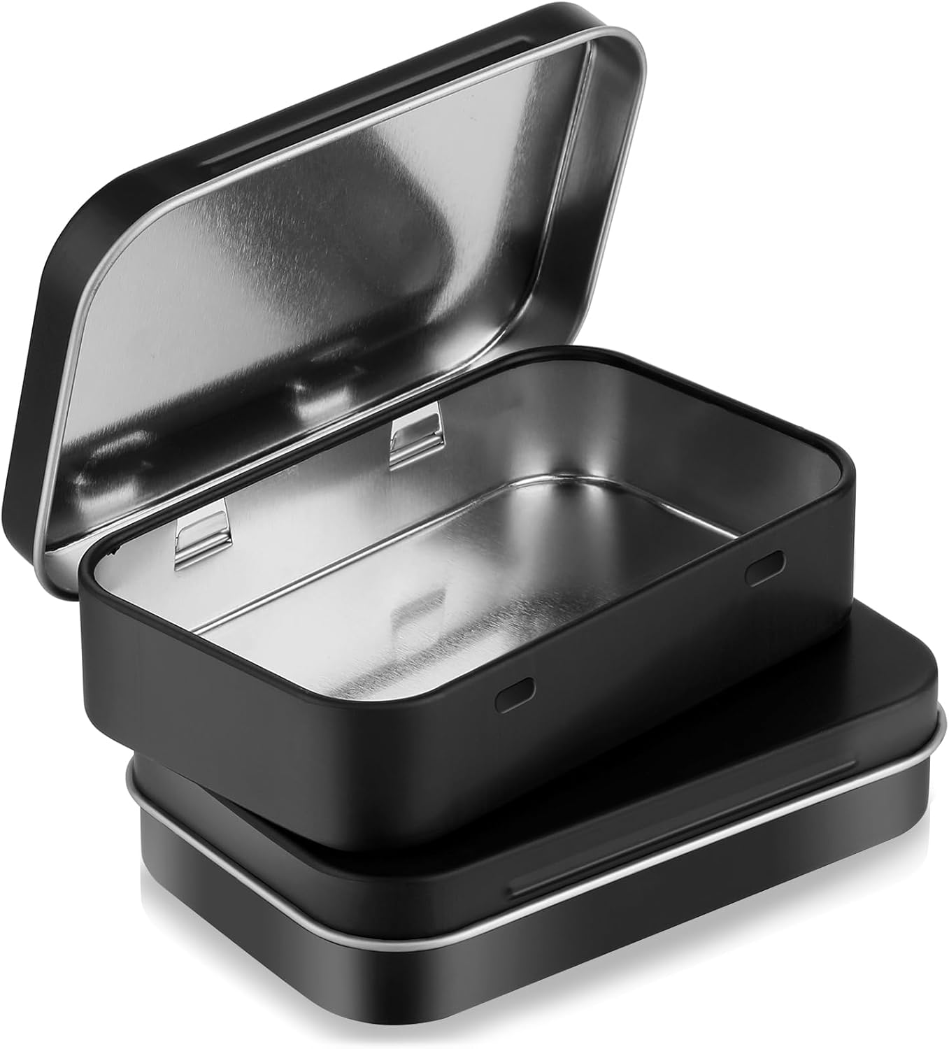 2 Pack Small Tin Box, Metal Rectangular Empty Hinged Tins Metal Tin Box with Lids