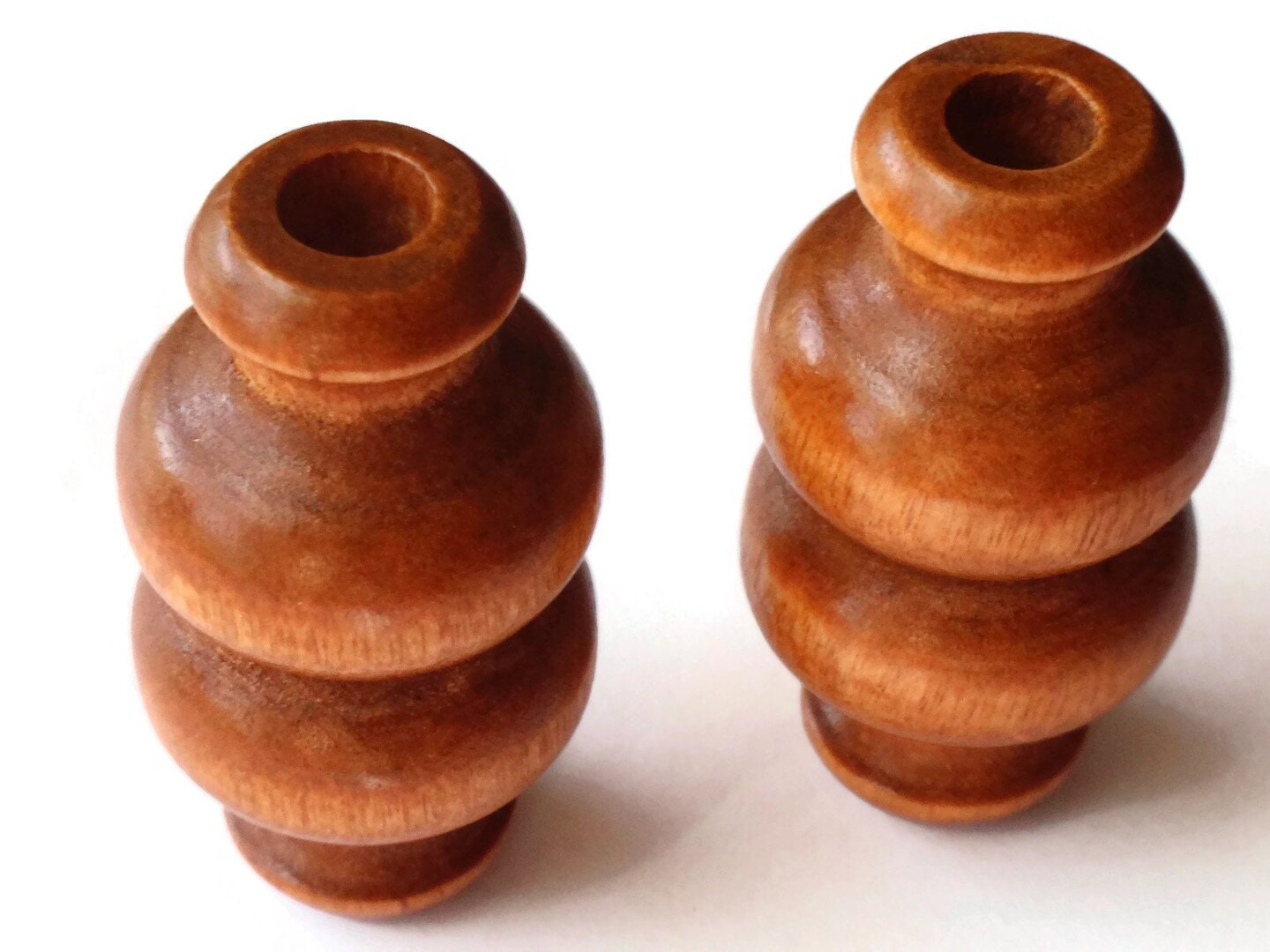 2 50mm Vintage Medium Brown Wood Large Hole Decorative Tube Beads