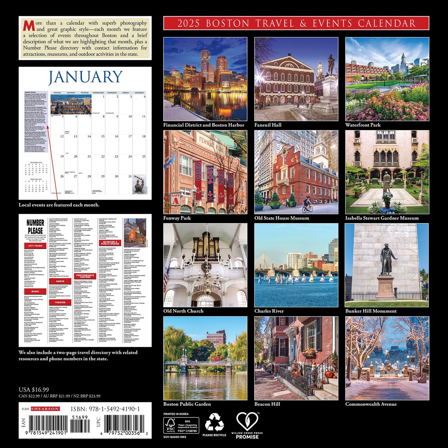 Boston 2025 Wall Calendar
