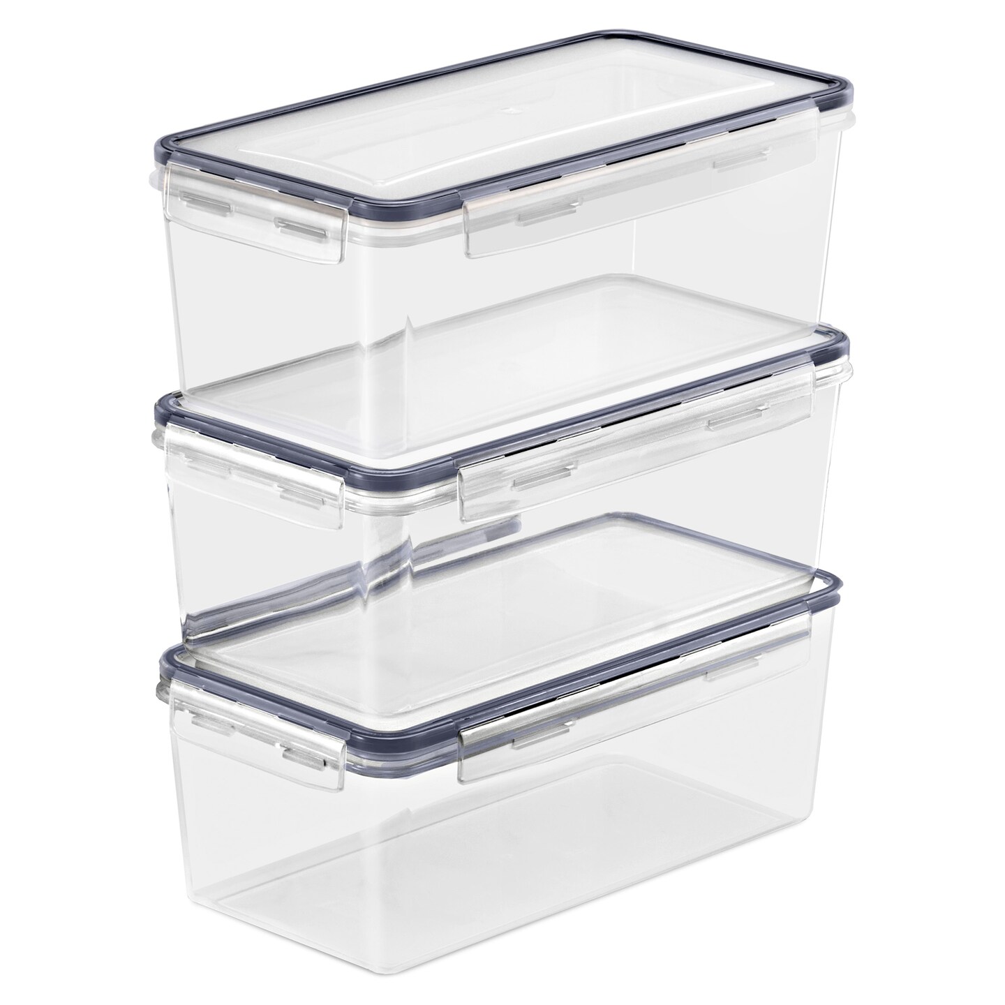 Sorbus Large Food Storage Containers - Pack of 3 with Air Tight, Four-Way Snap Lids