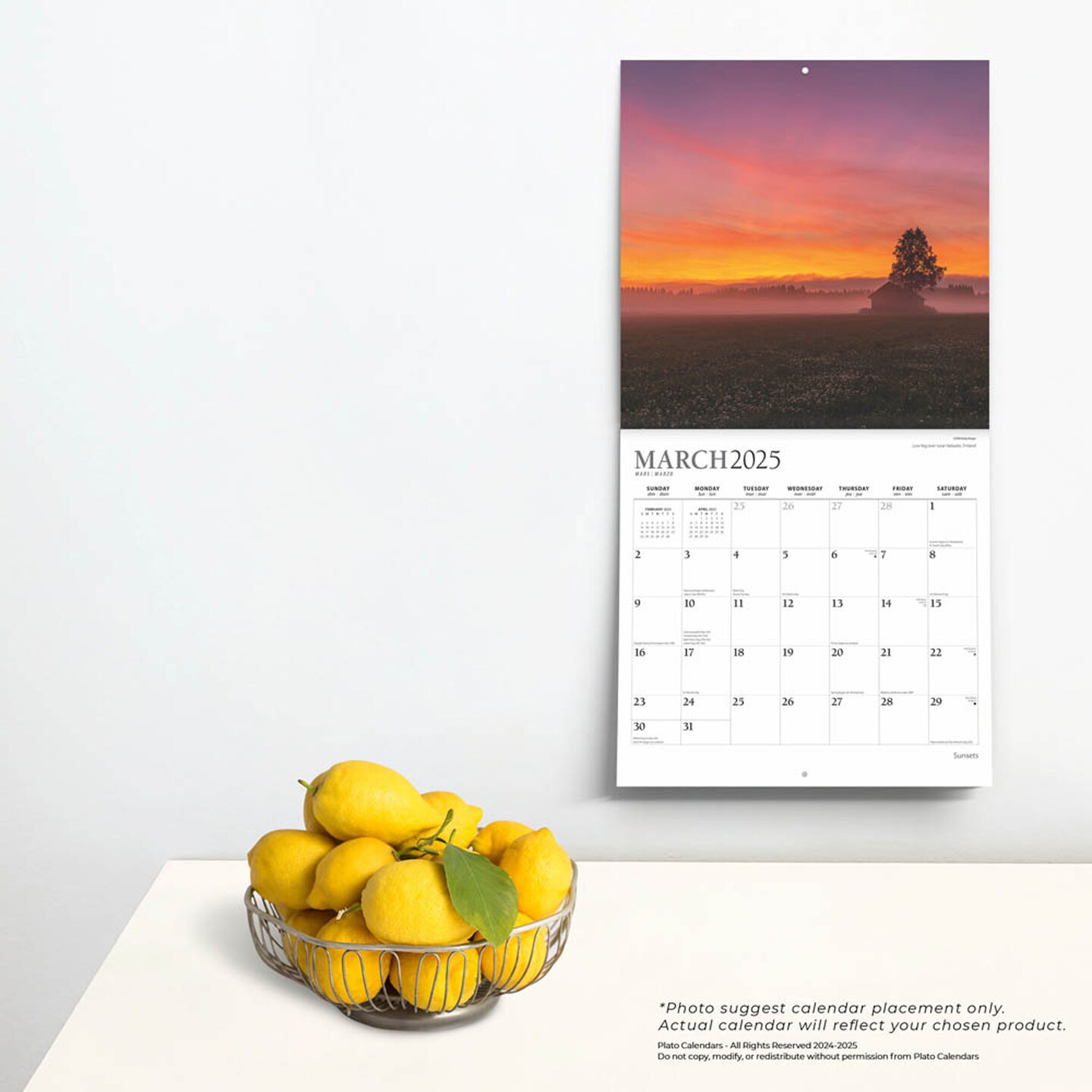 Sunsets | 2025 12 x 24 Inch Monthly Square Wall Calendar | Foil Stamped Cover | Plato | Nature Photography Science