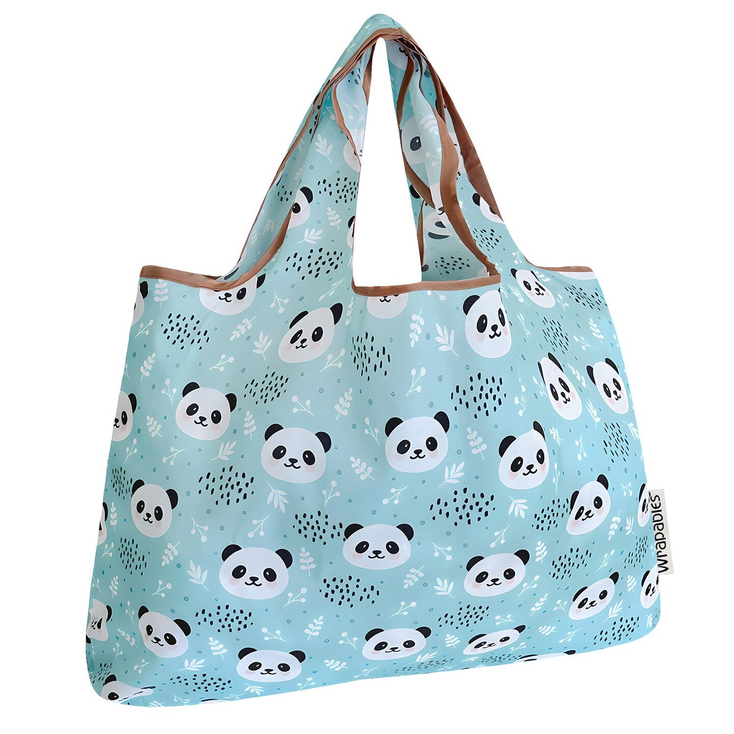 Wrapables Large Foldable Tote Nylon Reusable Grocery Bags, Panda