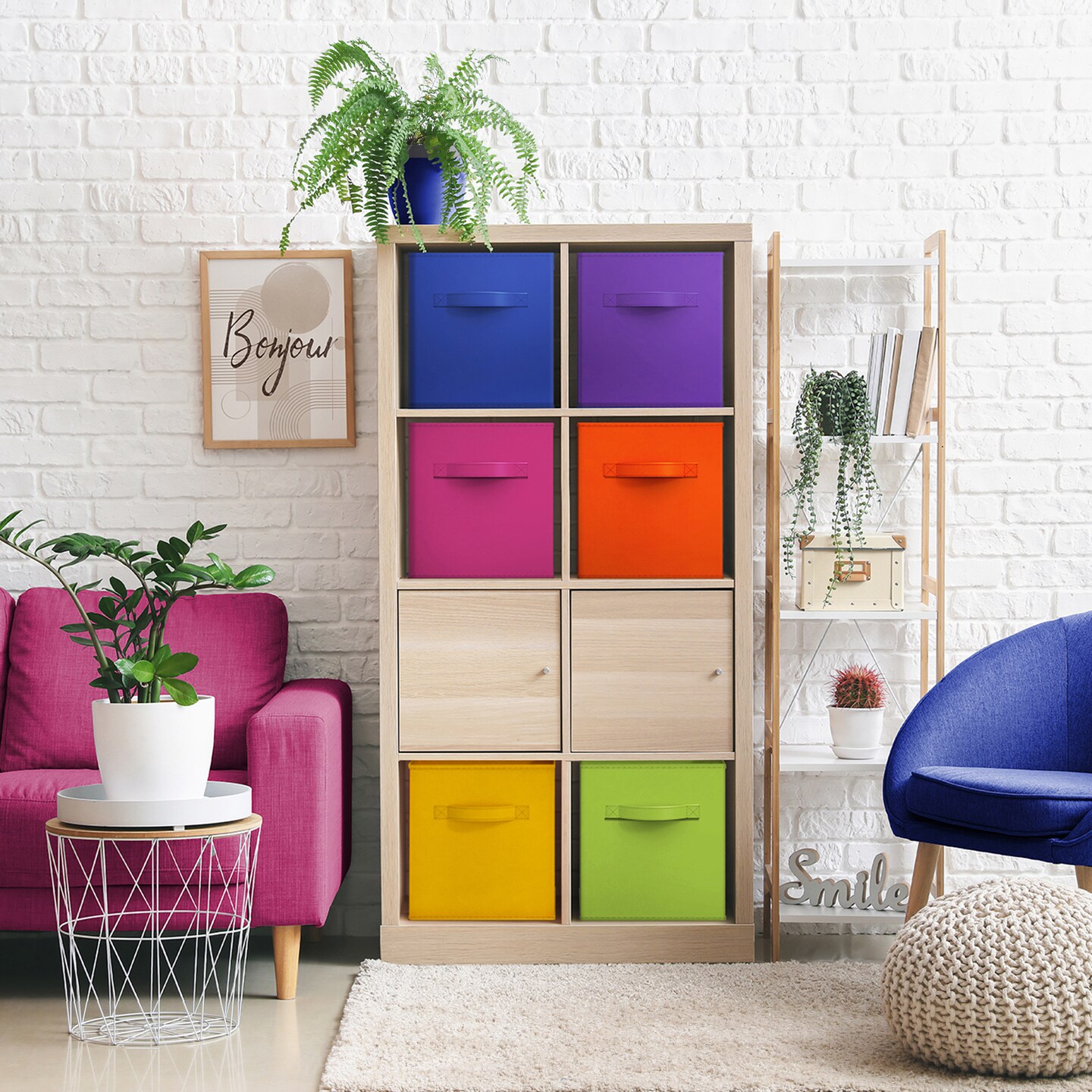 Sorbus 12 Pack Storage Bins - 11" Sturdy Collapsible Fabric Storage Cubes with Handle