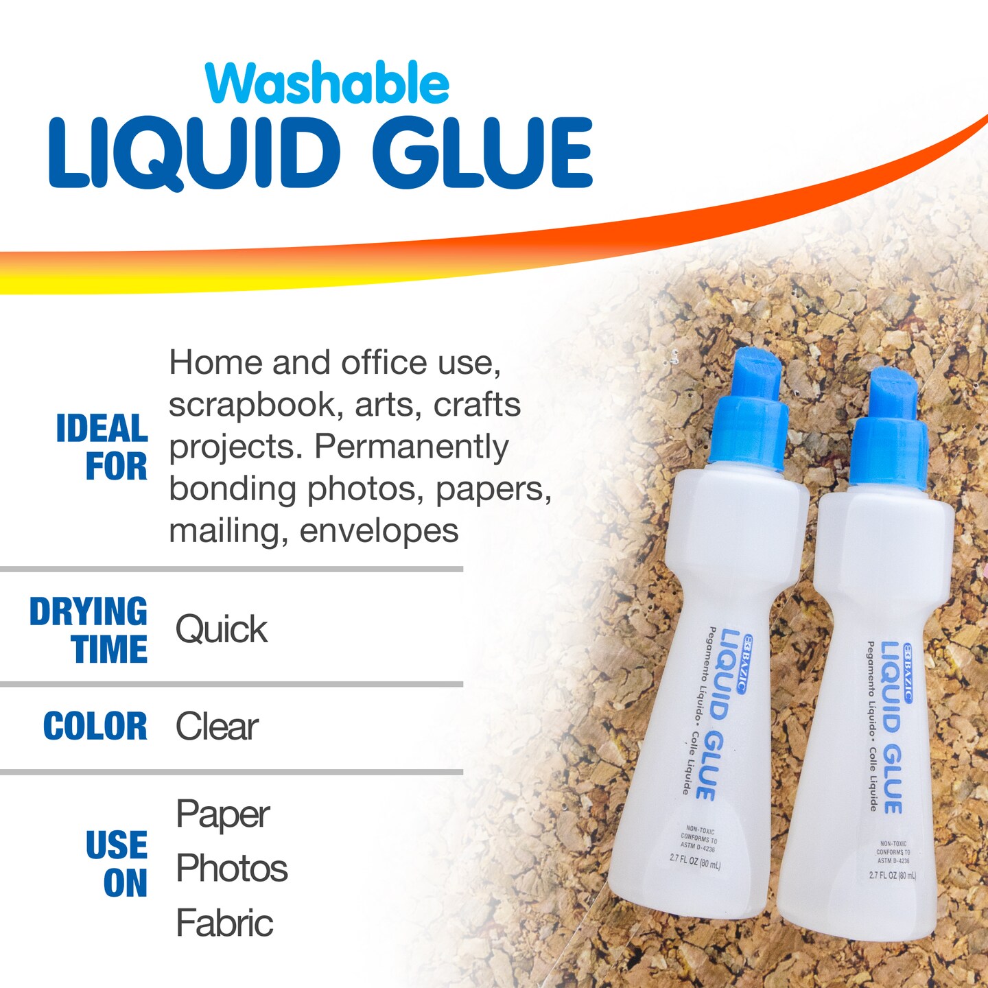 BAZIC Clear Glue 2.7 FL OZ (80 mL)(2/Pack)