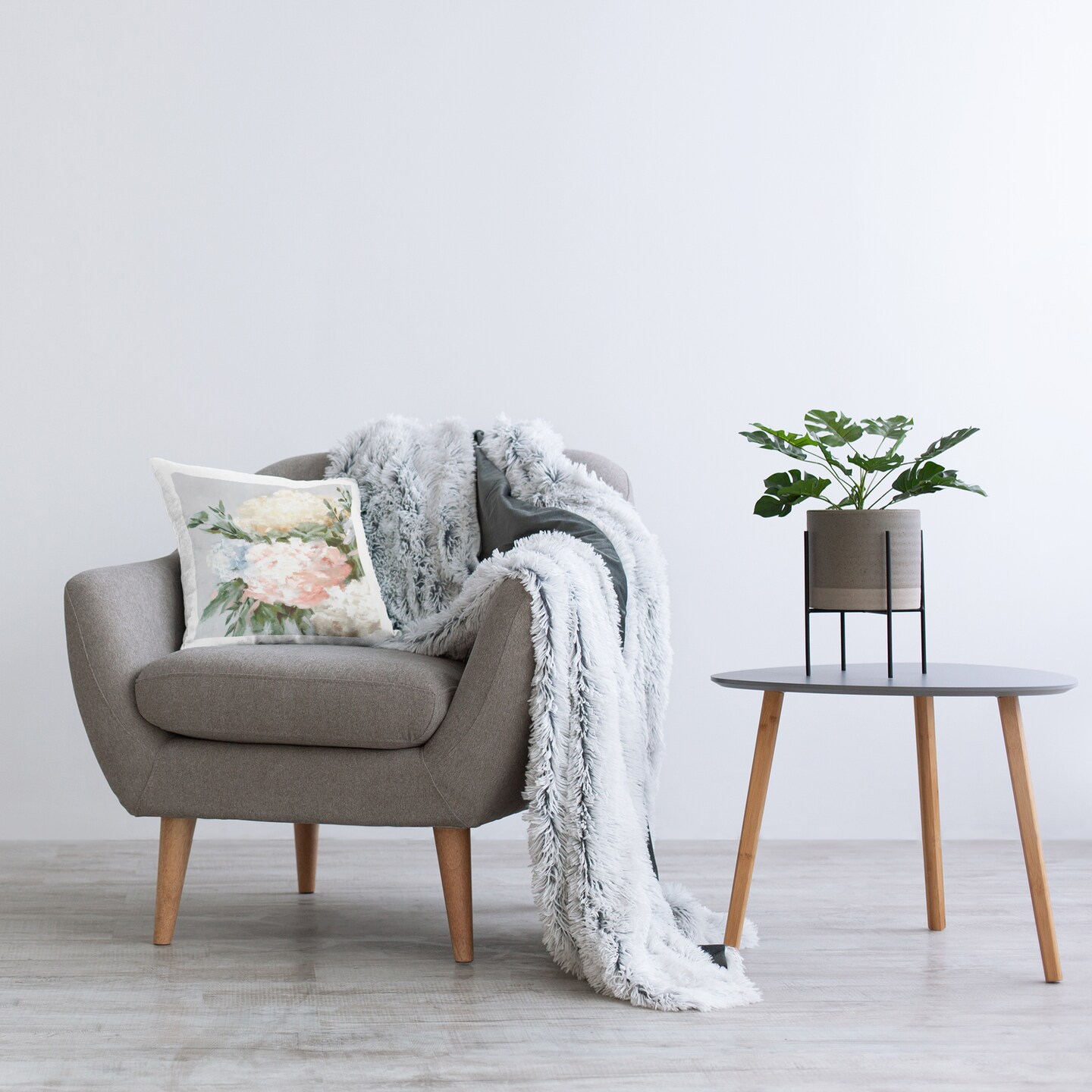 Pastel Hydrangea Blossoms Decorative Printed Throw Pillow Design by Alex Black, 18 x 7 x 18