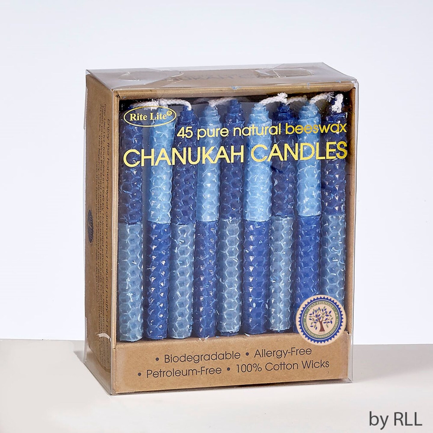 Rite Lite Two-Tone Honeycomb Beeswax Hanukkah Candles - 4" - Blue - 45ct