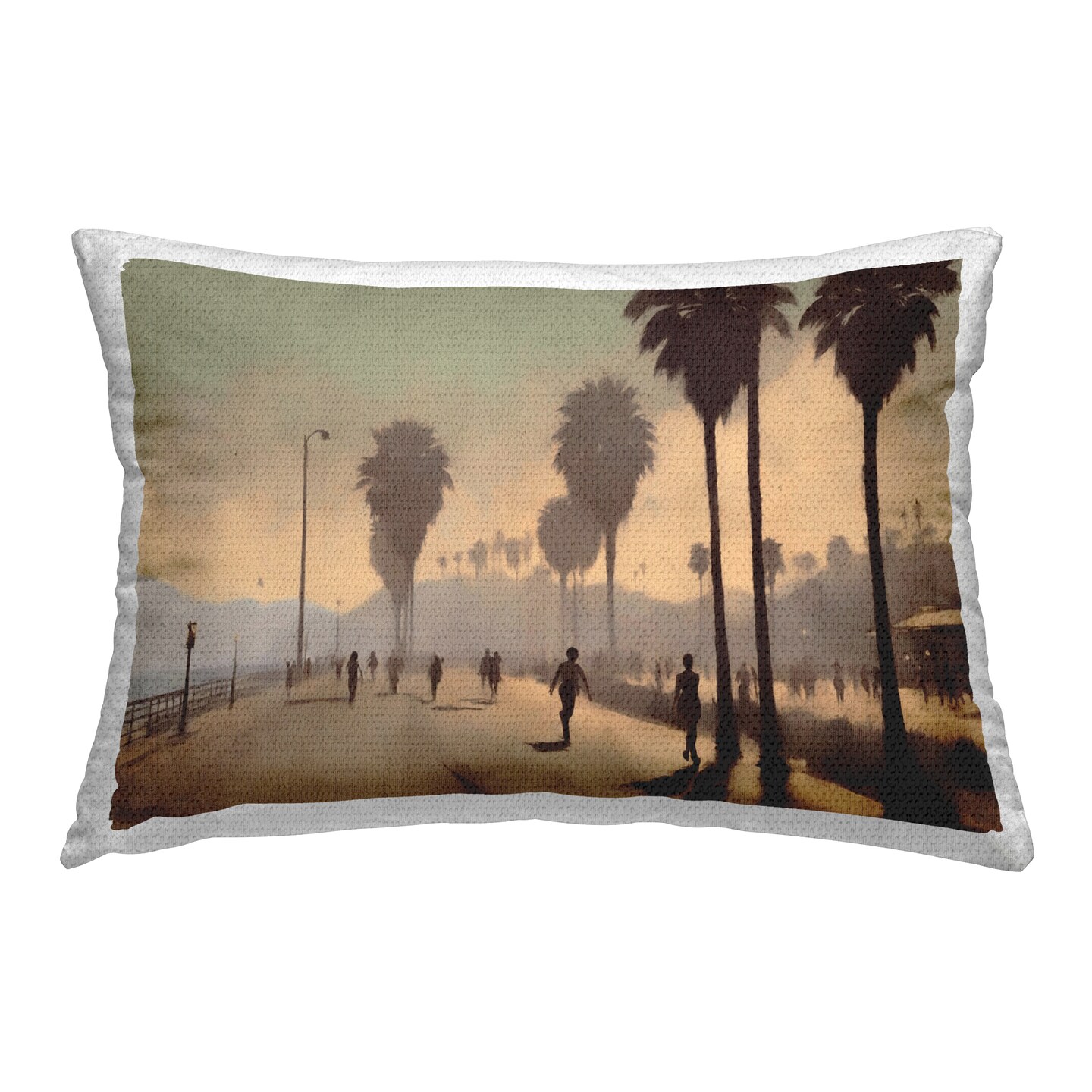Tropical Promenade Landscape Outdoor Printed Pillow Design by Noah Bay, 14 x 7 x 20