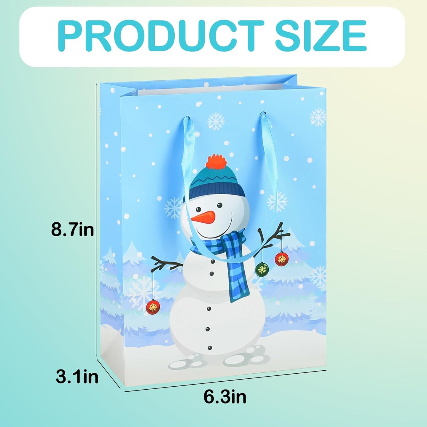 24 Pack Small Christmas Gift Bags with Tissue Paper, 8.7&#x22;x6.3&#x22;x3.1&#x22;, Blue and White Xmas Gift Bags Bulk with Handles for Christmas, Birthday Parties, Gift Wrapping