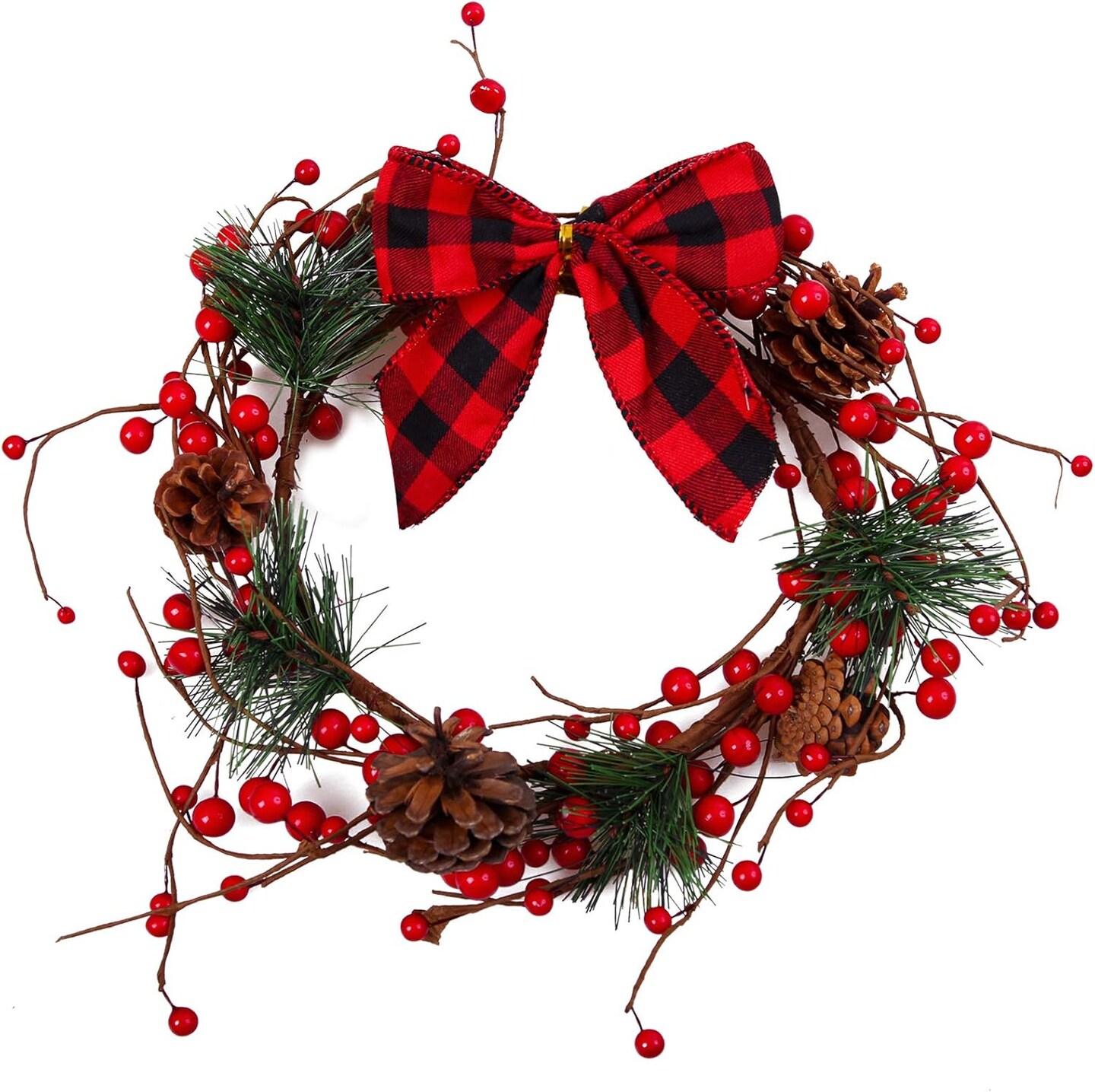 30 Pieces Small Christmas Bows Red and Black Buffalo Plaid Bows Xmas Hanging Ribbon Bows for Christmas Tree Home Decor, 5 x 4 Inches
