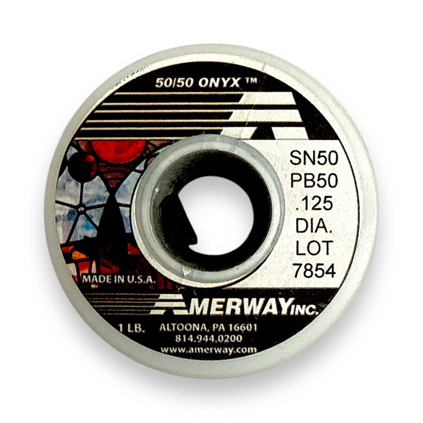 AMERWAY 50/50 ONYX Solder for Stained Glass (1 LB Spool)