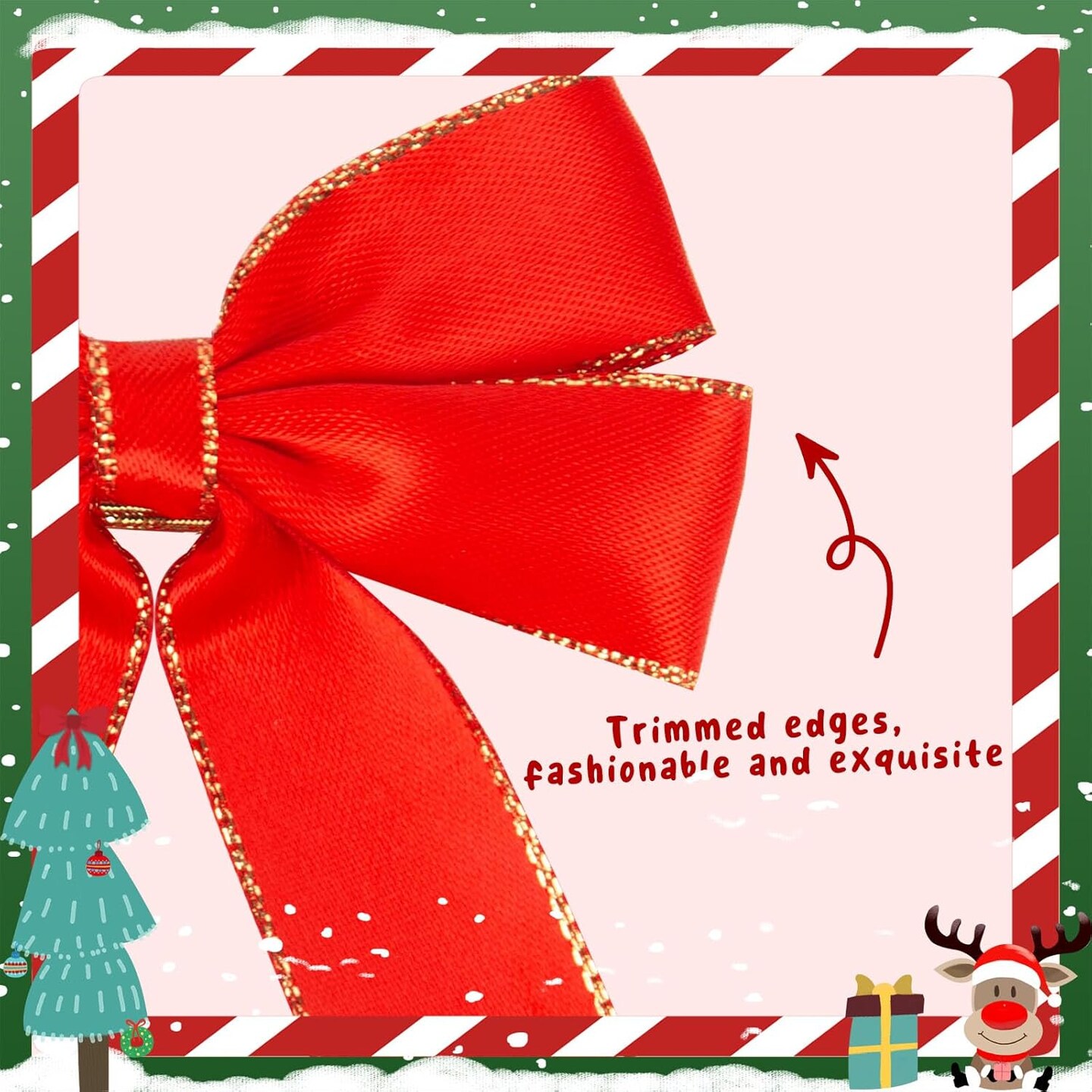 20PCS Christmas Bow Decorations, Holiday Red Satin Christmas Wreath Bow, Great for Christmas Garland Outdoor Christmas Decorations Crafts Gift Box Xmas Tree