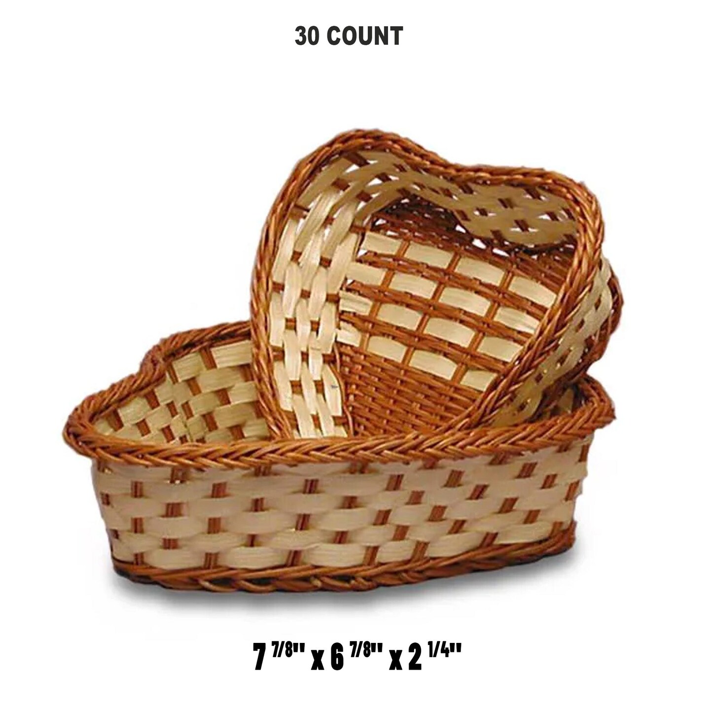 Two-Tone Bamboo Heart Shaped Baskets 7.875&#x22; x 6.875&#x22; x 2.25&#x22;