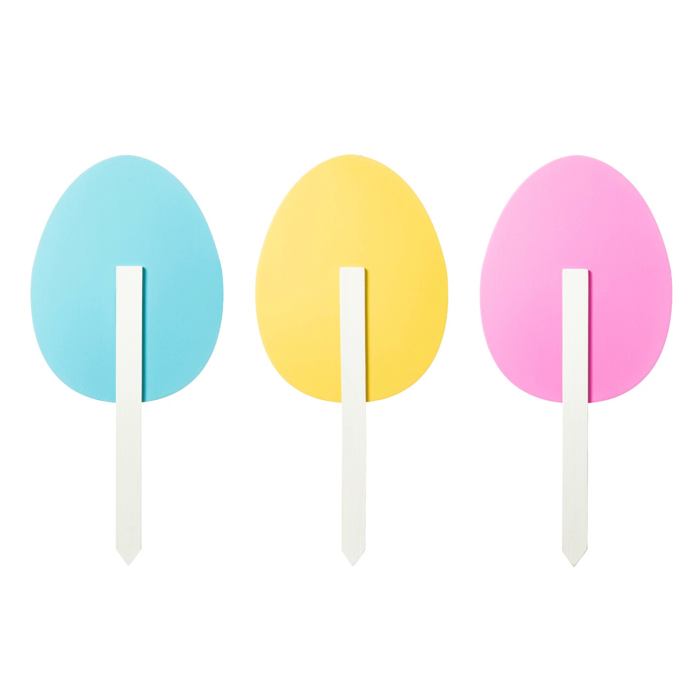 Set of 6 15&#x22;H Wooden Easter Egg Yard Stakes