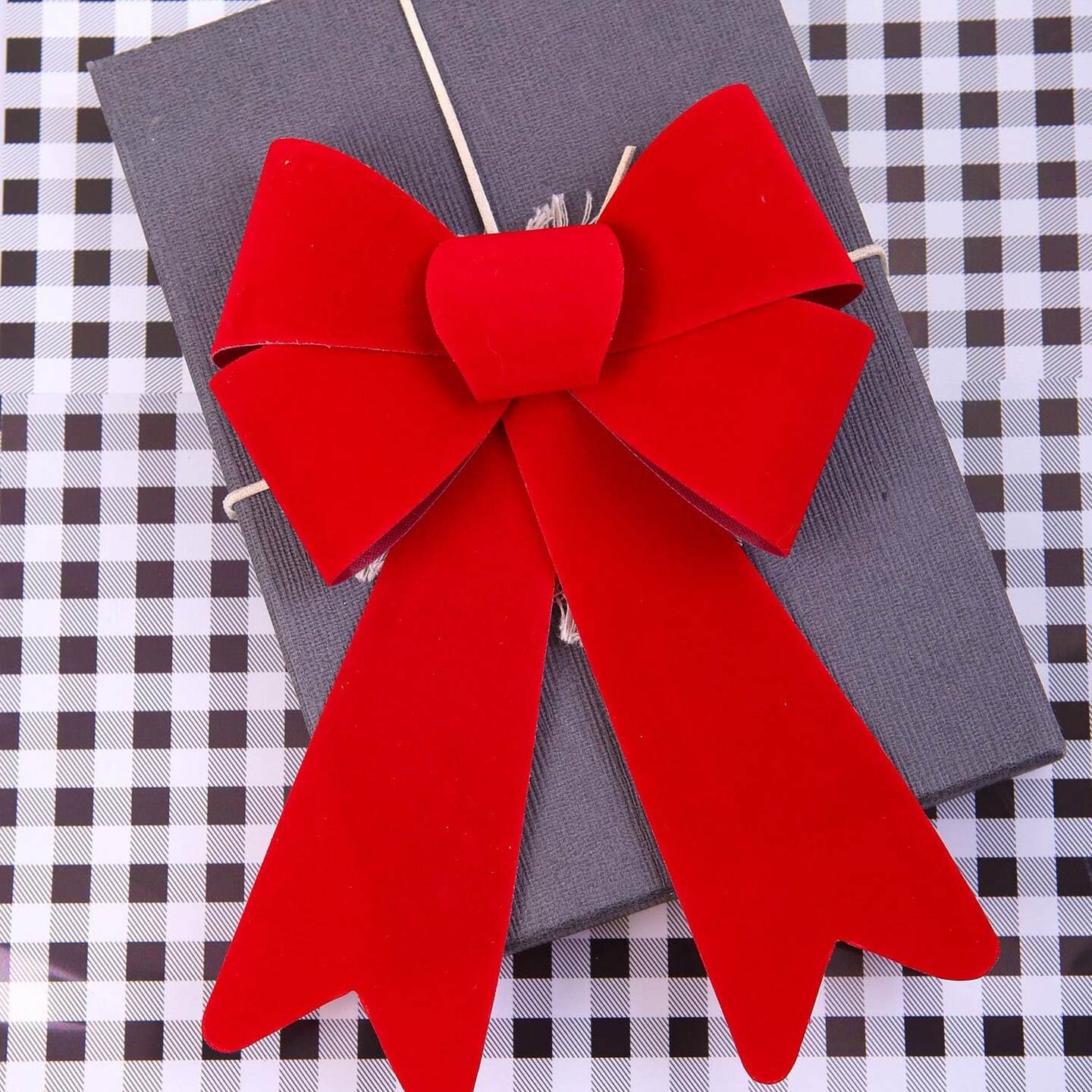 12 Pieces Red Christmas Bows for Wreaths 5 x 8 Inches Christmas Bows for Tree Christmas Decoration Bows, Indoor and Outdoor