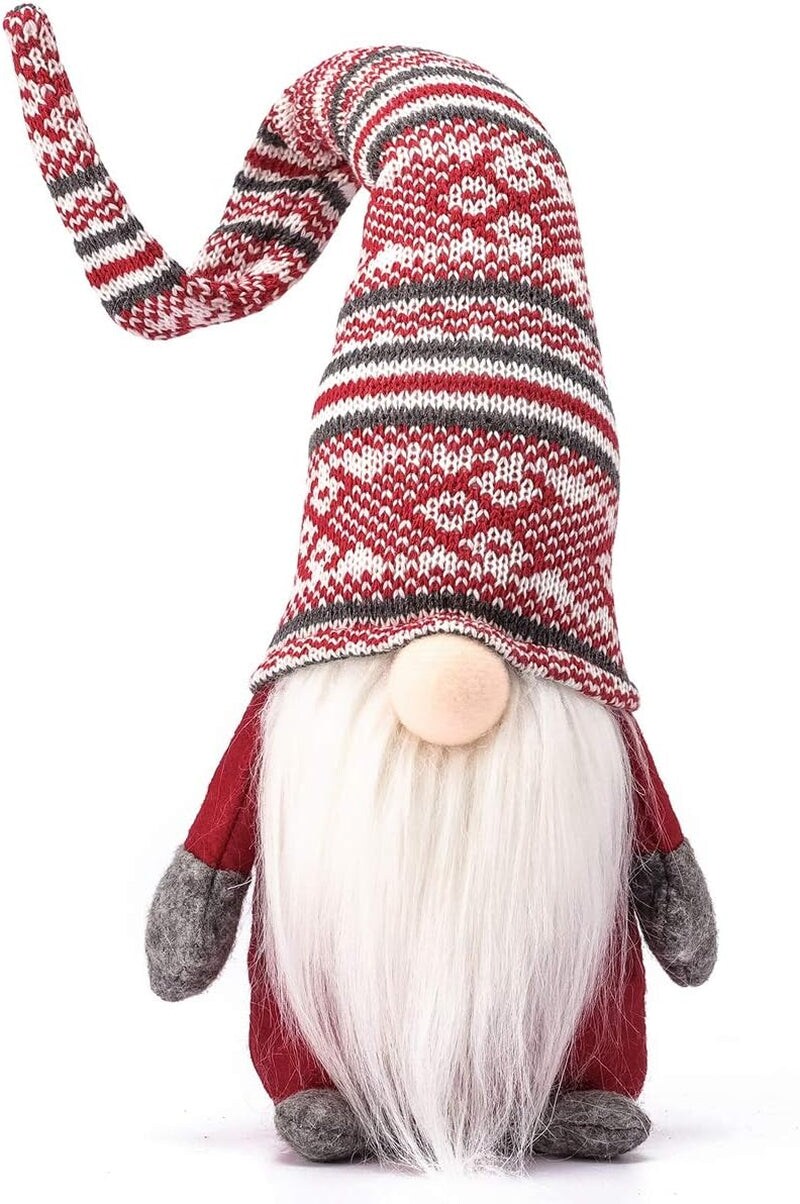 Holiday Gnome Handmade Swedish Tomte, Christmas Elf Decoration Ornaments Thanks Giving Day Gifts Swedish Gnomes Tomte (Red Stripe - 19 Inches)