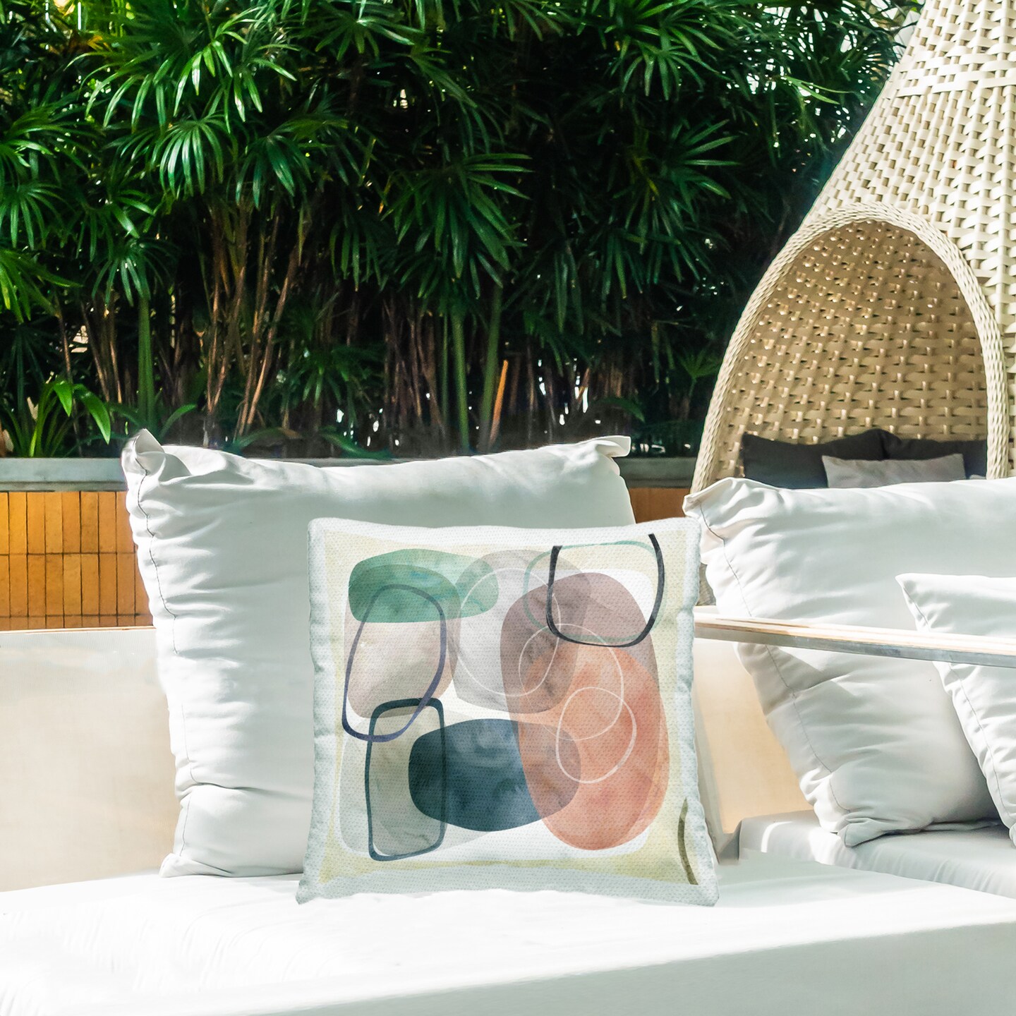 Oblong Organic Shapes Outdoor Printed Pillow Design by Carol Robinson, 18 x 7 x 18