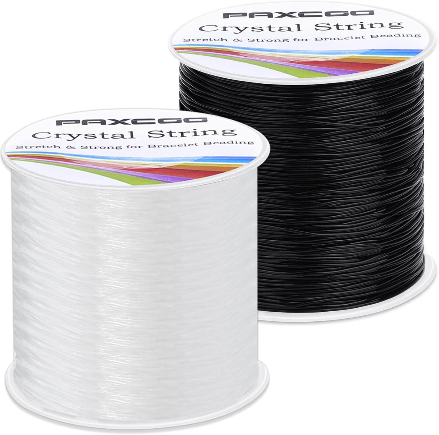 Bracelet String Paxcoo 2 Rolls Elastic Stretchy Bead String Cord for Clay Beads Kandi Pony Beads Bracelets Jewelry Making 0.8 MM Crystal Black Michaels