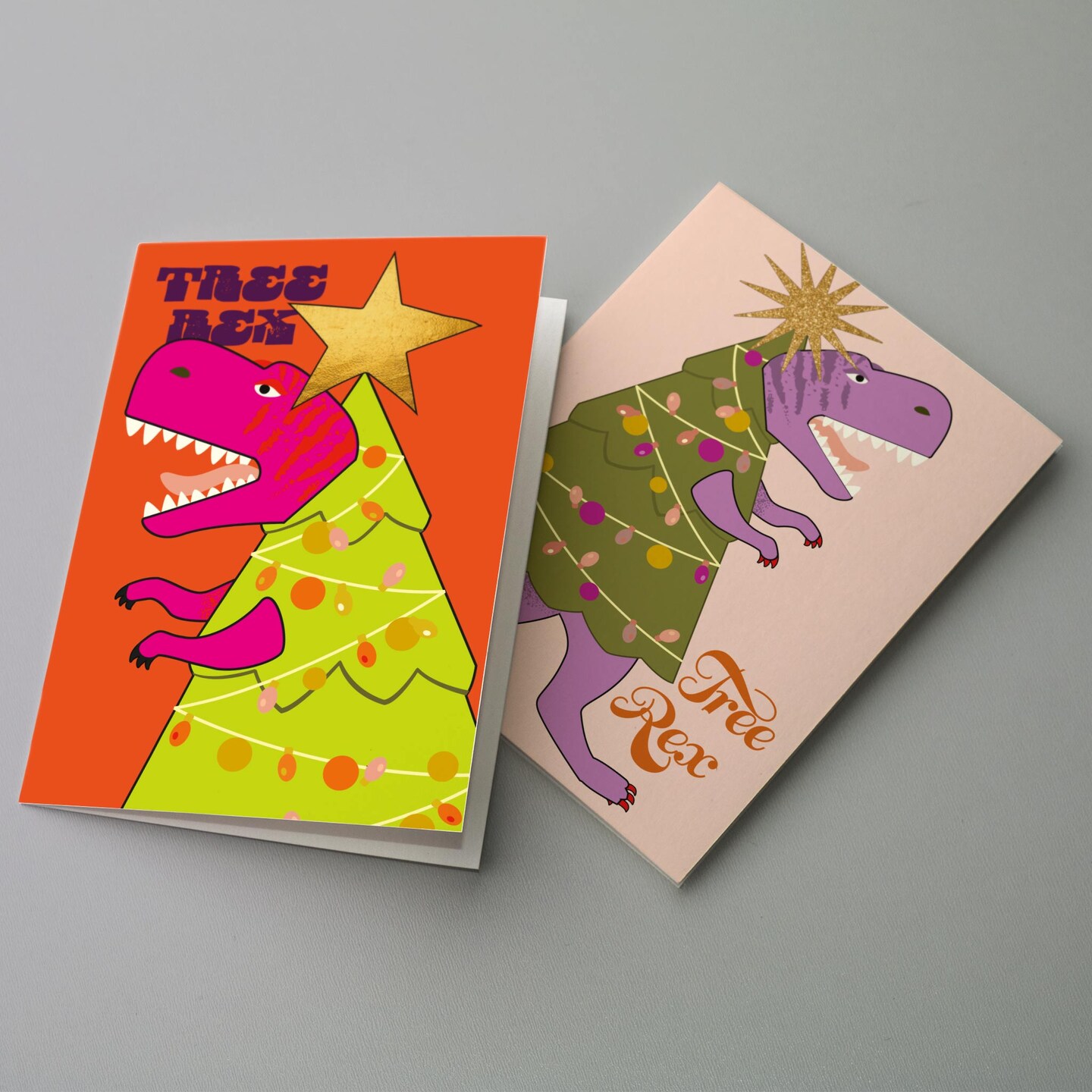 Dinosaur Christmas Greeting Cards Boxed Set of 24 Holiday Notecards Featuring "Tree Rex" Designs, Perfect for Kids, Boys, and Dino Lovers