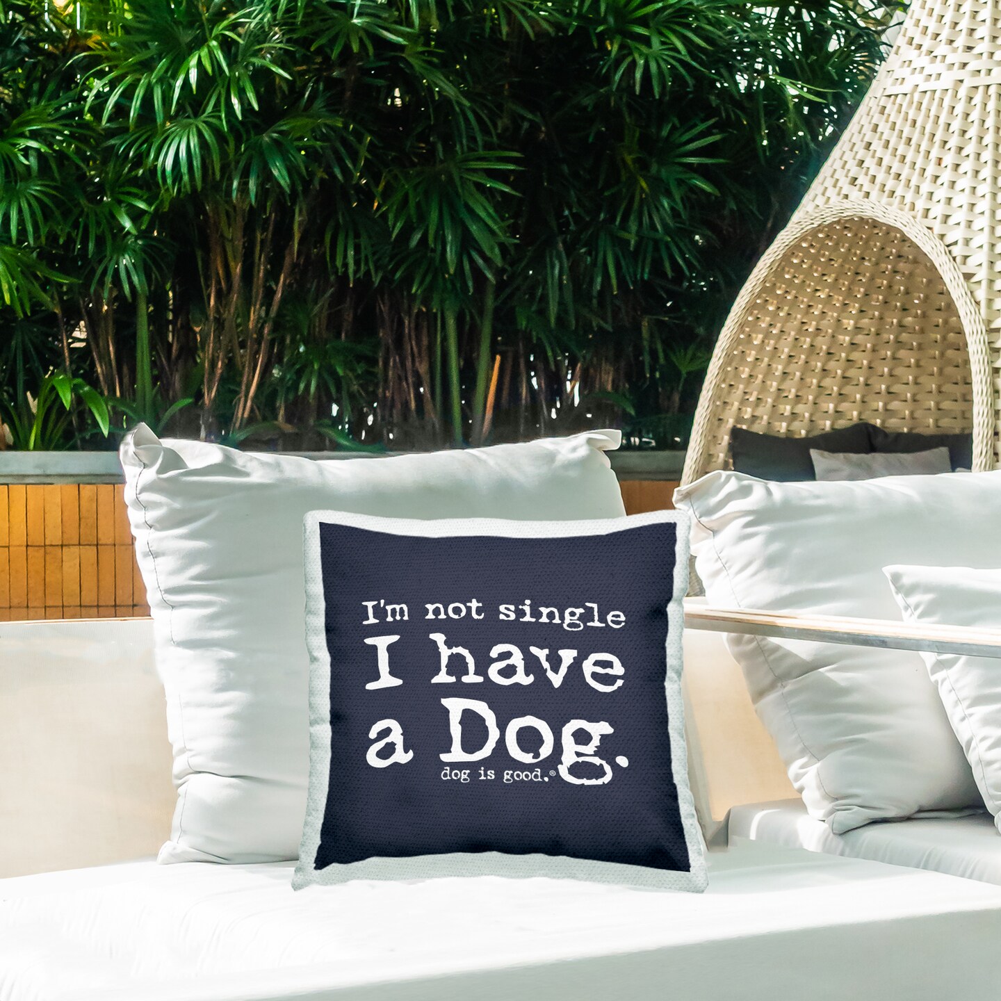 Not Single Have a Dog Outdoor Printed Pillow Design by Dog Is Good, 18 x 7 x 18