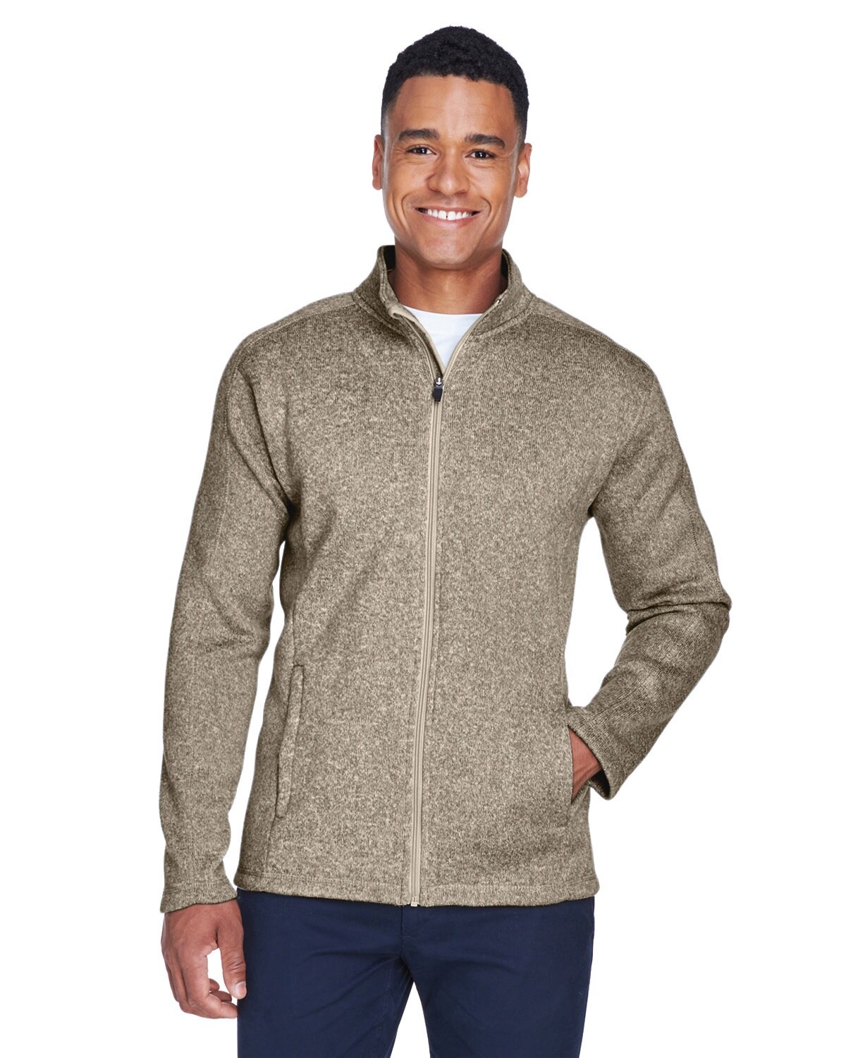 Devon & Jones® Men's Bristol Full-Zip Turtle Neck Long Sleeve Sweater Fleece Jacket